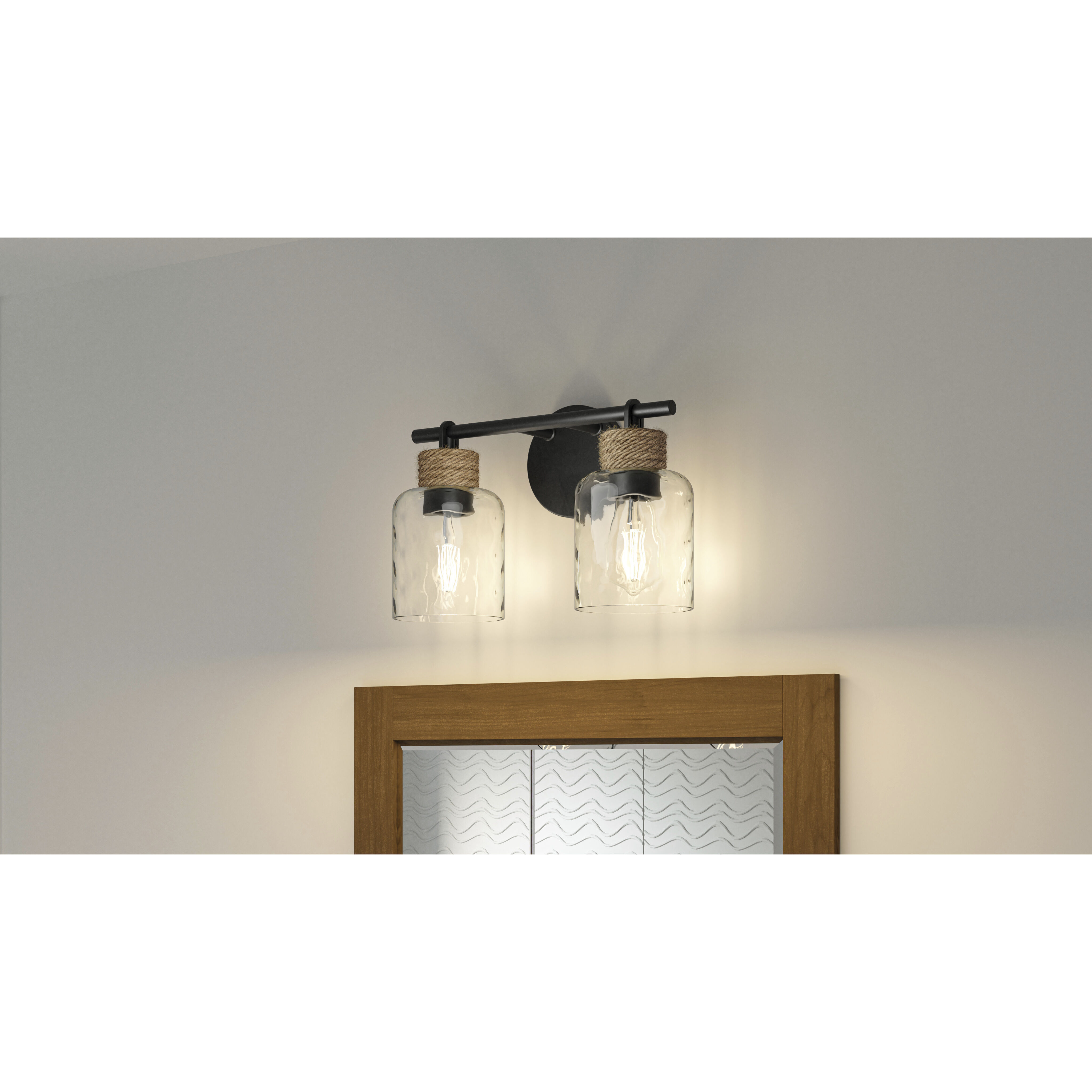 Baltic 2 Light 15 inch Matte Black Bath Light Wall Light