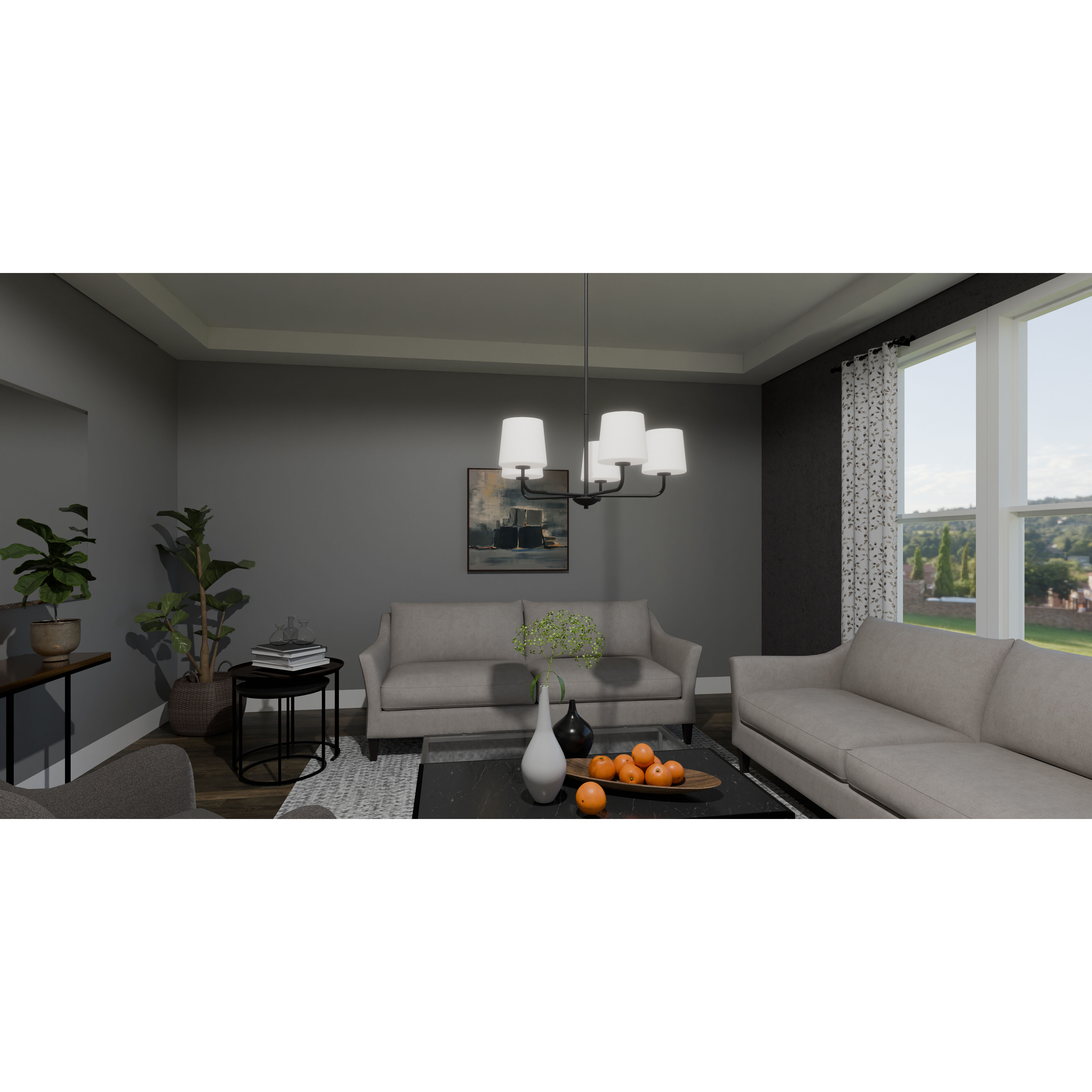 Gallagher 5 Light 28 inch Matte Black Chandelier Ceiling Light