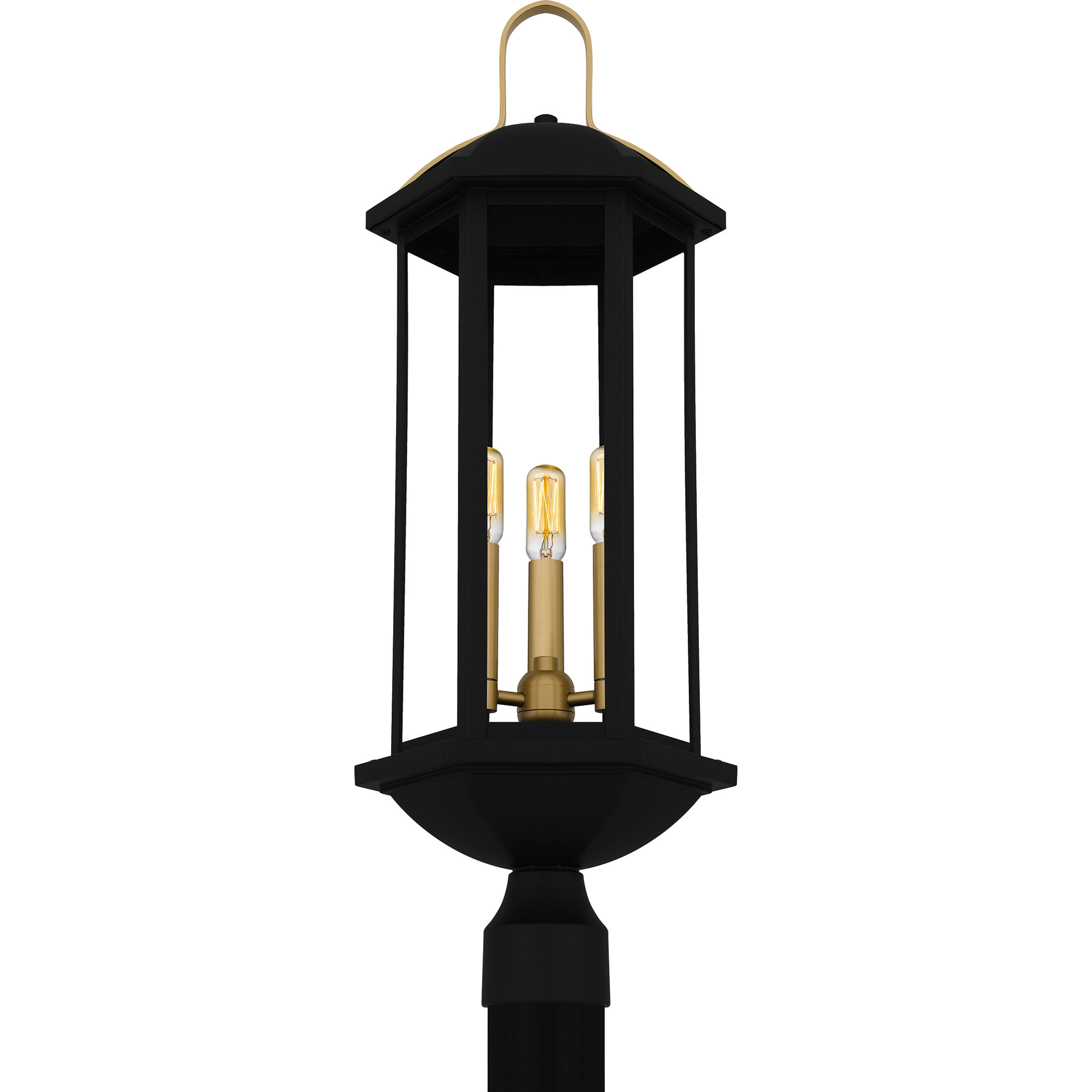 Crestfield 3 Light 28 inch Matte Black Outdoor Post Lantern, Large