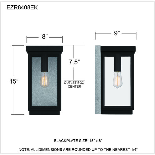Ezra 1 Light 15 inch Earth Black Outdoor Wall Lantern