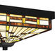 Tiffany 3 Light 14 inch Matte Black Flush Mount Ceiling Light