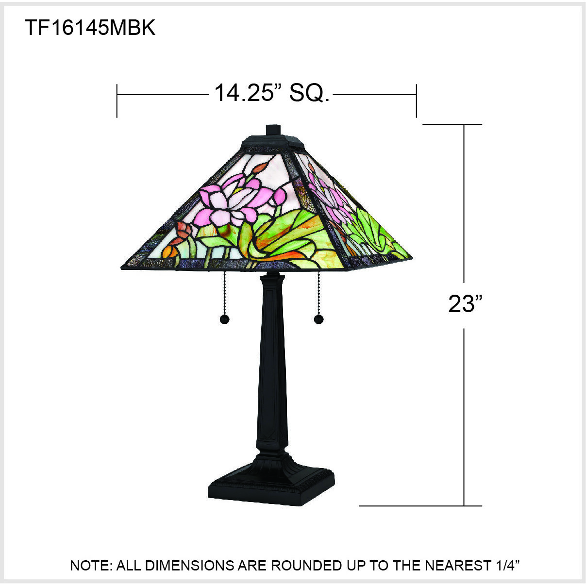 Herron 23 inch 75.00 watt Matte Black Table Lamp Portable Light, Tiffany