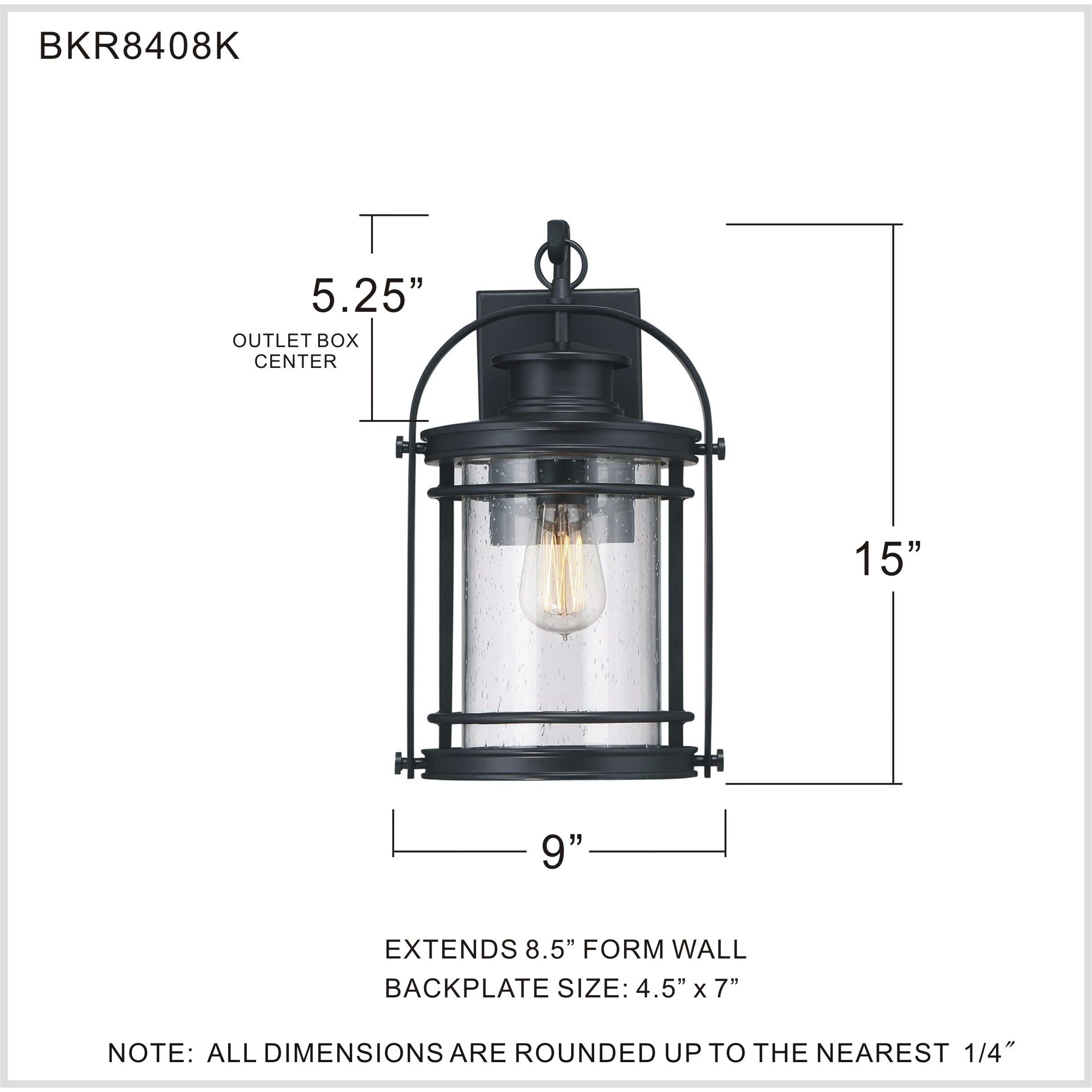 Booker 1 Light 15 inch Mystic Black Wall Lantern