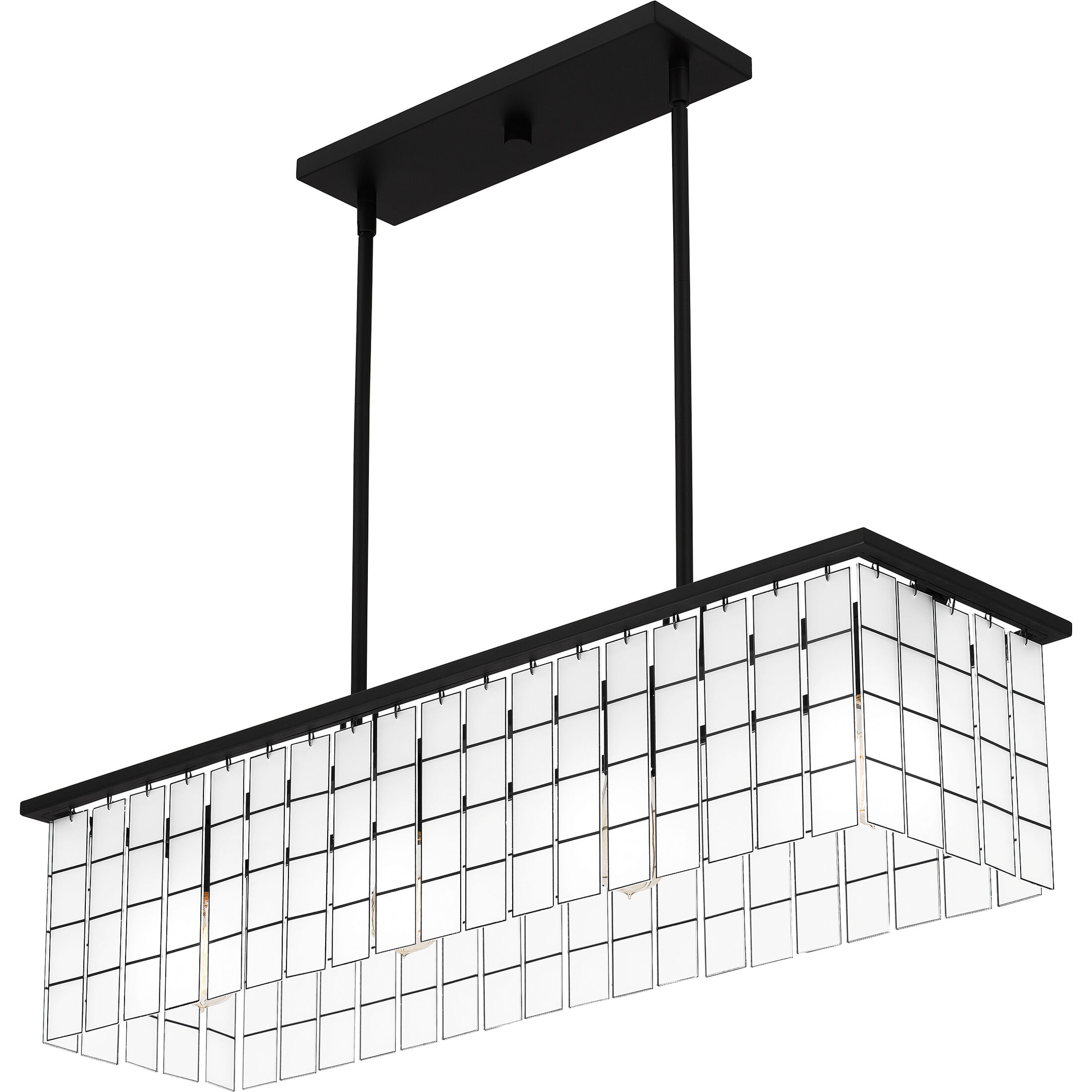 Seigler 4 Light 34 inch Matte Black Island Light Ceiling Light in Etched Glass
