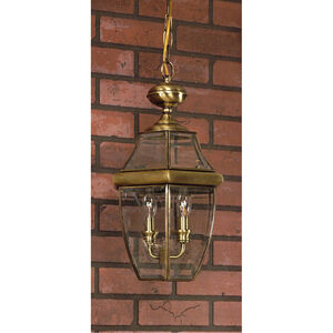 Newbury 3 Light 13 inch Antique Brass Outdoor Hanging Lantern