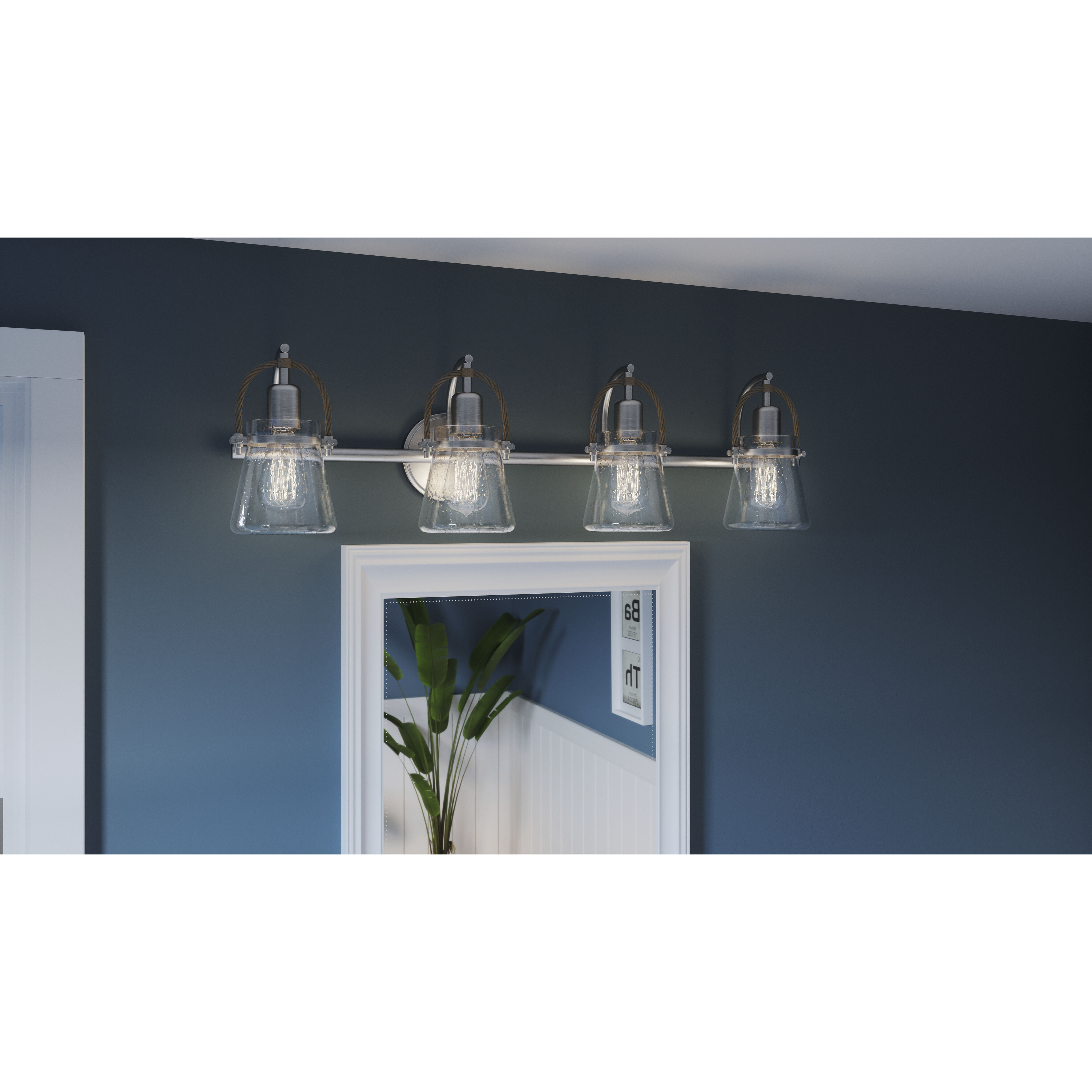 Stafford 4 Light 32 inch Brushed Nickel Bath Light Wall Light, Extra Large