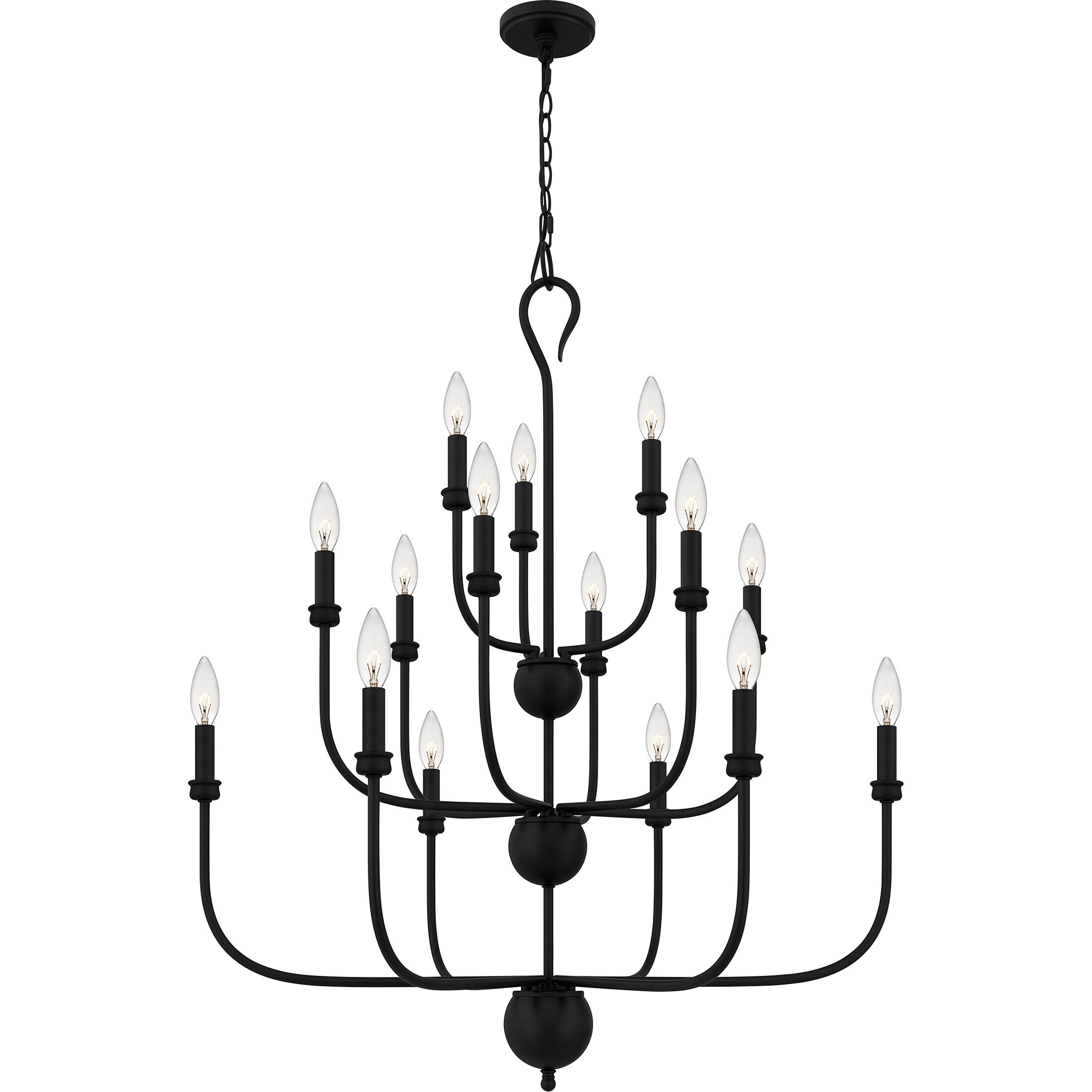 Blanche 15 Light 32 inch Matte Black Chandelier Ceiling Light