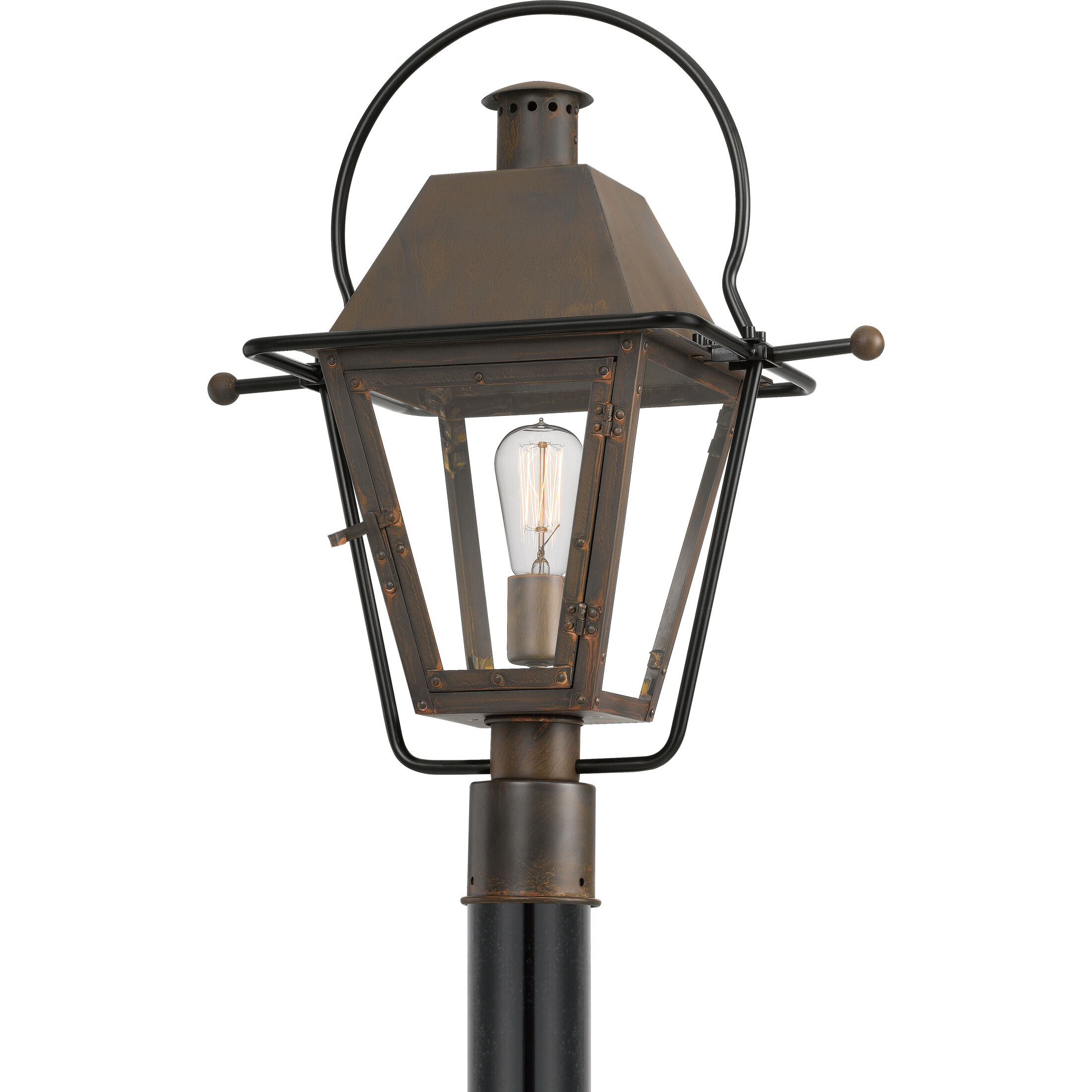 Rue De Royal 1 Light 23 inch Industrial Bronze Outdoor Post Lantern