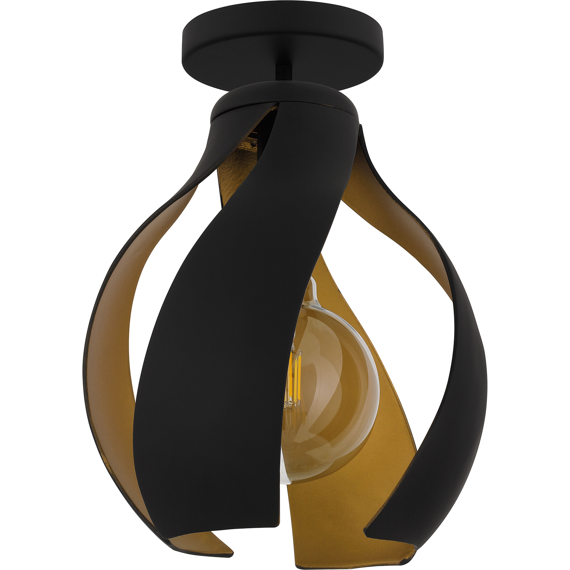 Kiko 1 Light 11 inch Matte Black Semi-Flush Mount Ceiling Light, Large