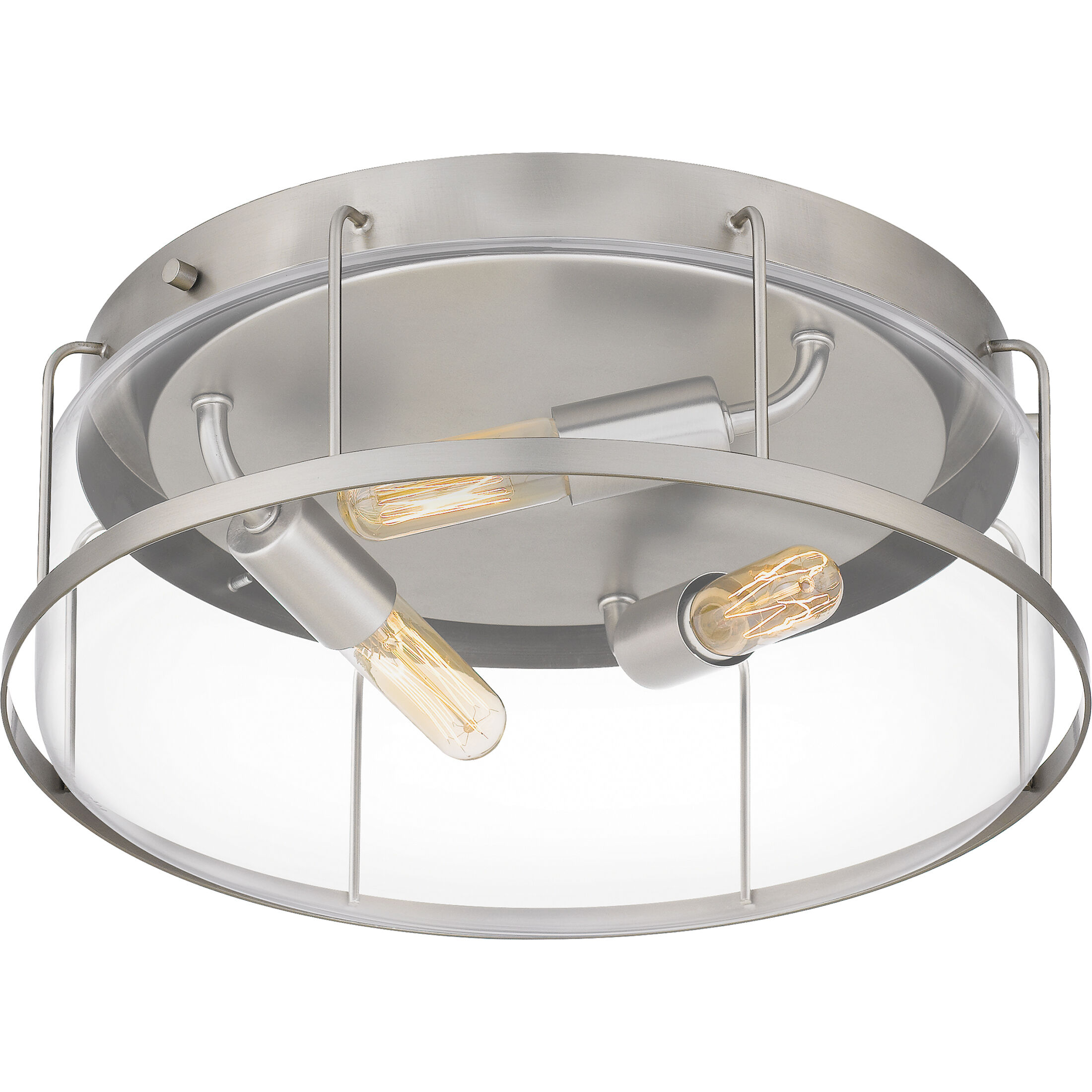 Ludlow 3 Light 13.25 inch Brushed Nickel Flush Mount Ceiling Light