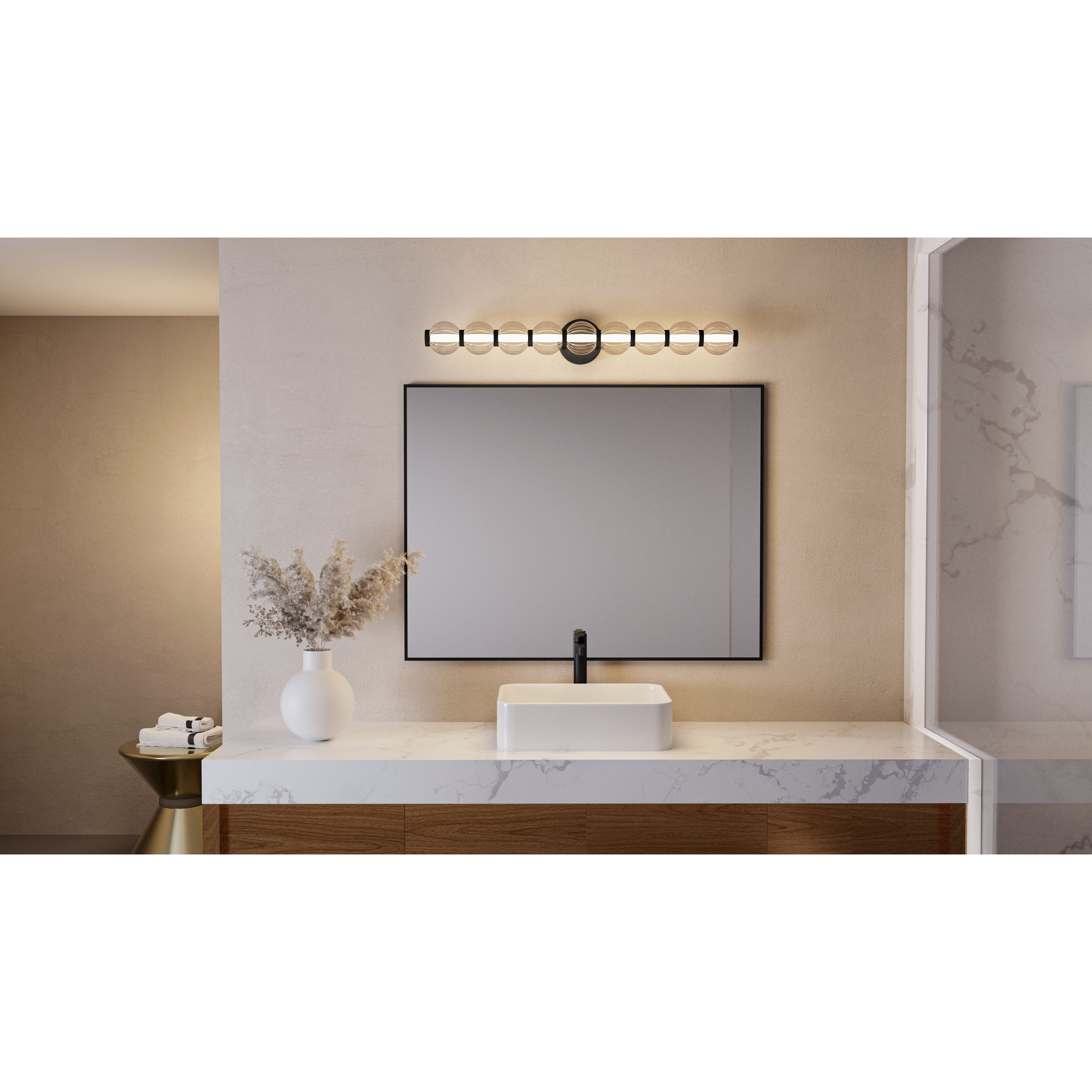 Elway LED 32 inch Matte Black Bath Light Wall Light, Large