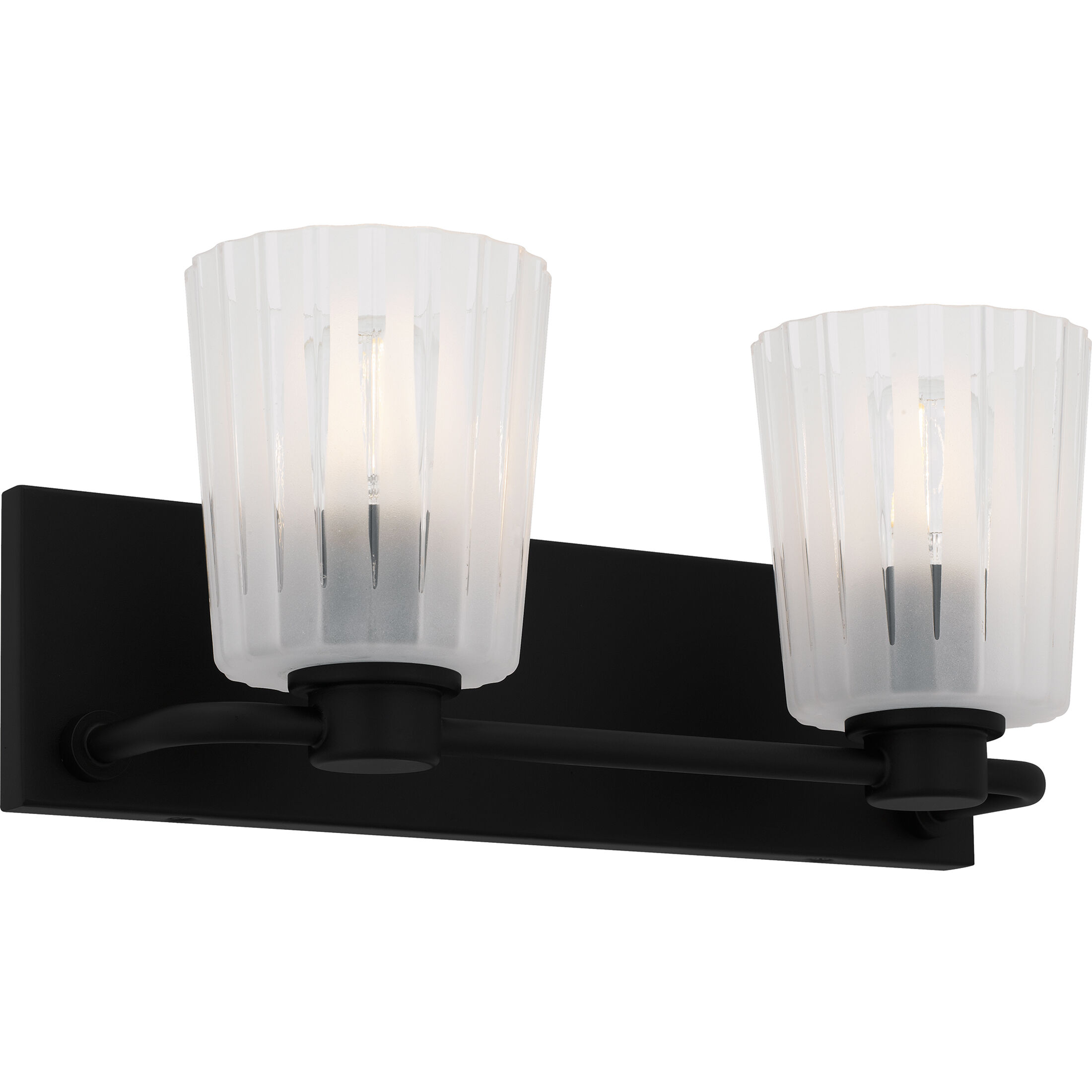 Gray 2 Light 16 inch Matte Black Bath Light Wall Light, Medium