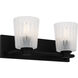 Gray 2 Light 16 inch Matte Black Bath Light Wall Light, Medium