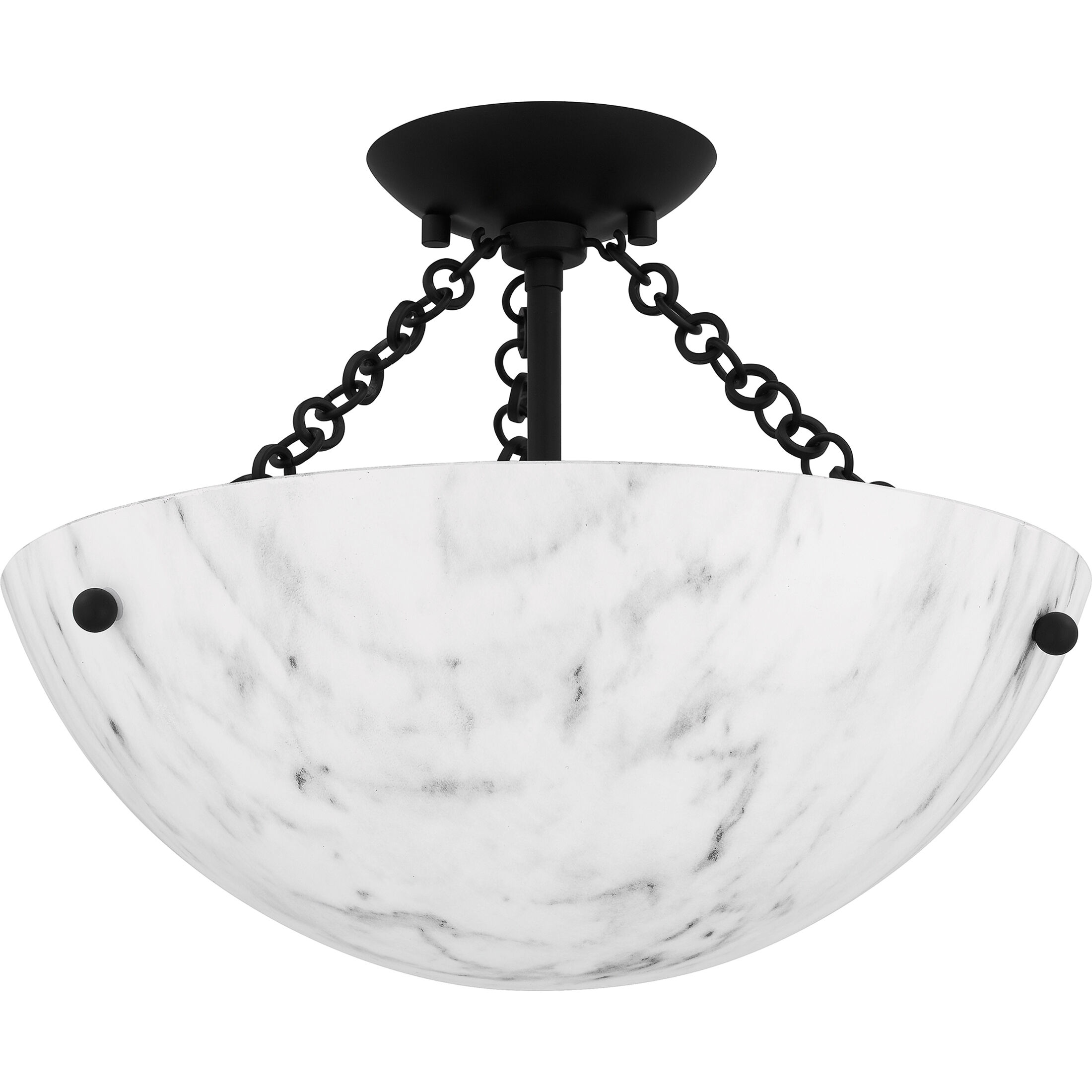 Baylor 3 Light 15 inch Matte Black Semi-Flush Mount Ceiling Light, Medium