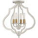 O'Keefe 4 Light 15 inch Antique White Semi-Flush Mount Ceiling Light