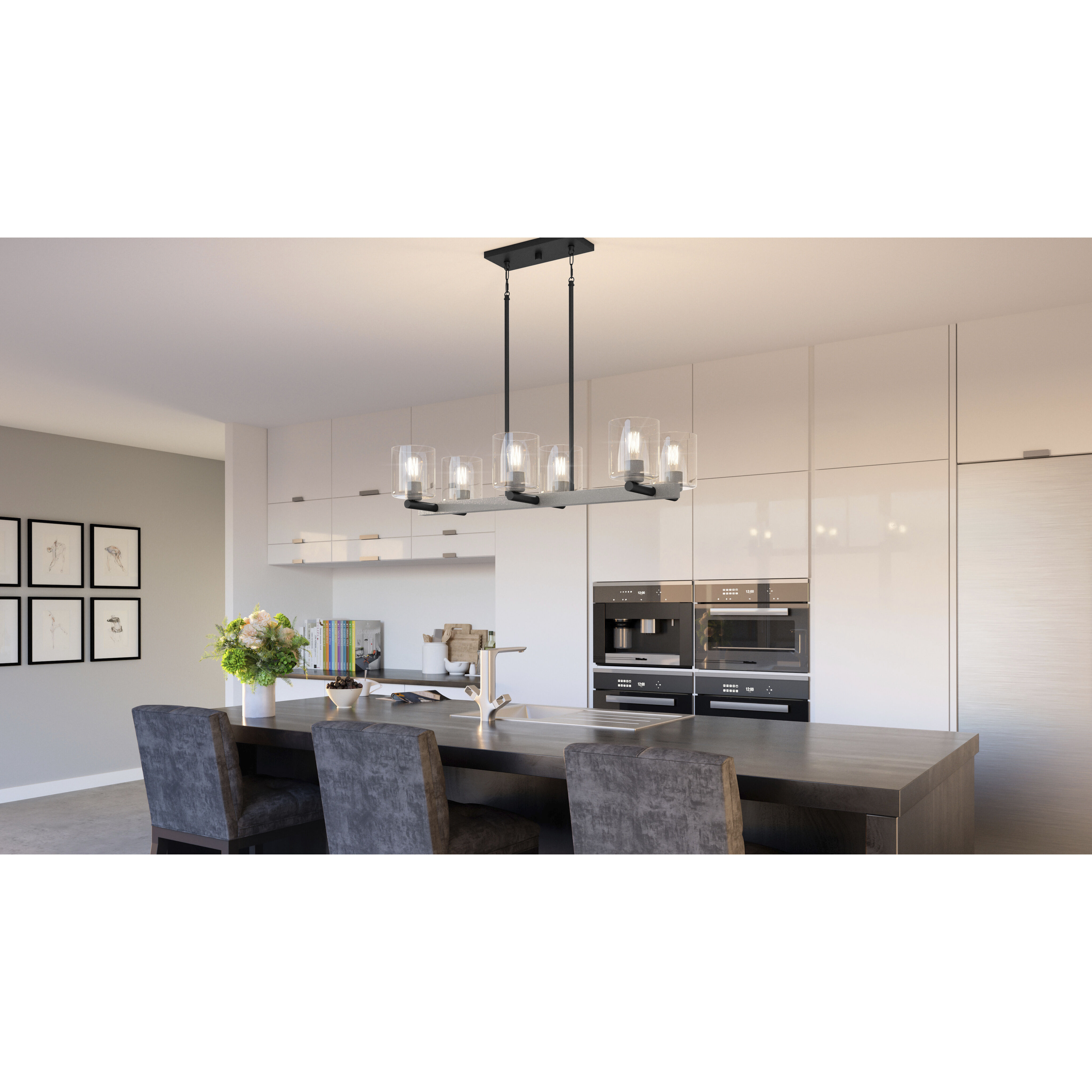 Caldwell 6 Light 38 inch Matte Black Island Light Ceiling Light