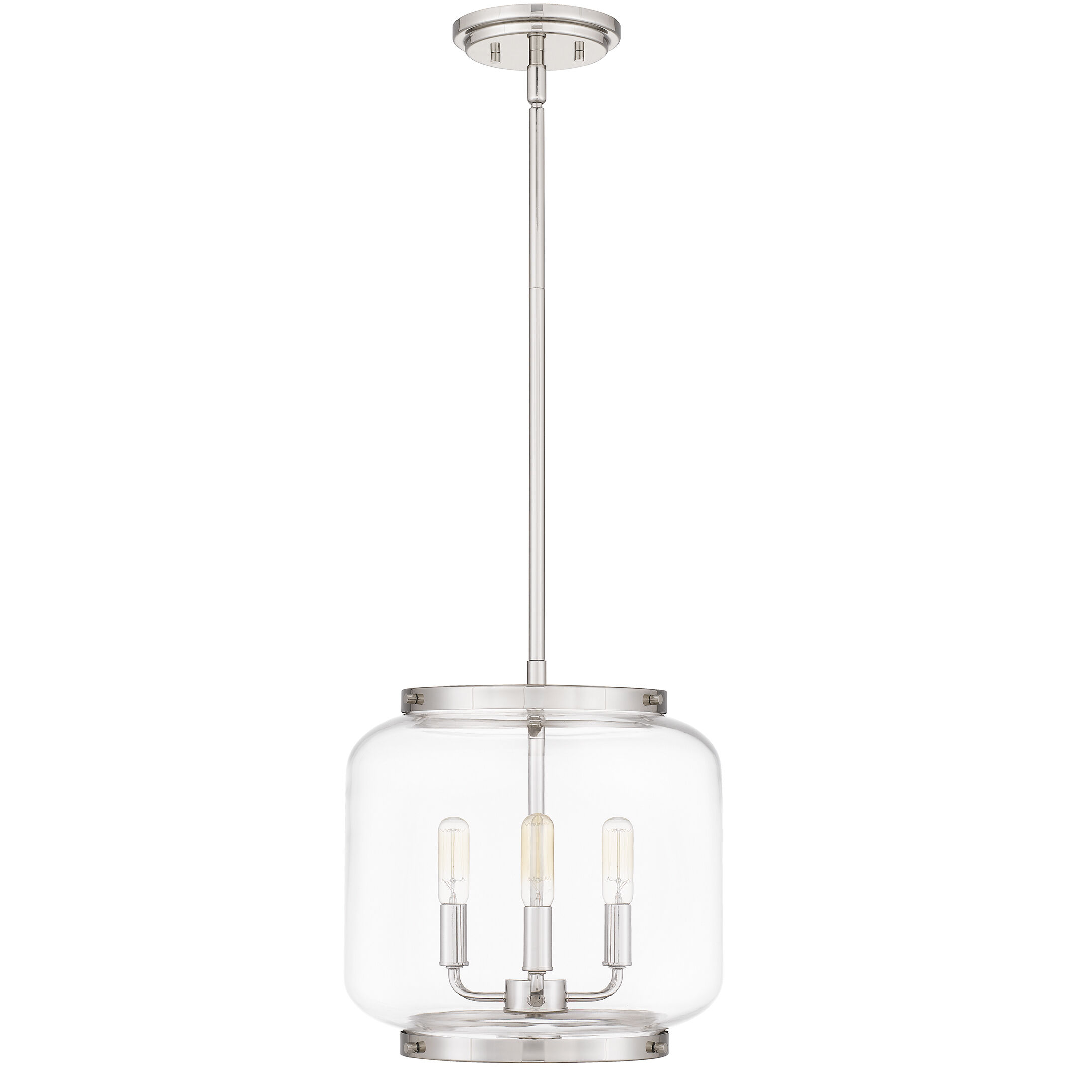 Tapley 3 Light 12 inch Polished Nickel Mini Pendant Ceiling Light, Small