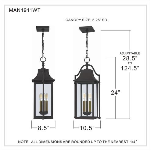 Manning 3 Light 11 inch Western Bronze Outdoor Hanging Lantern