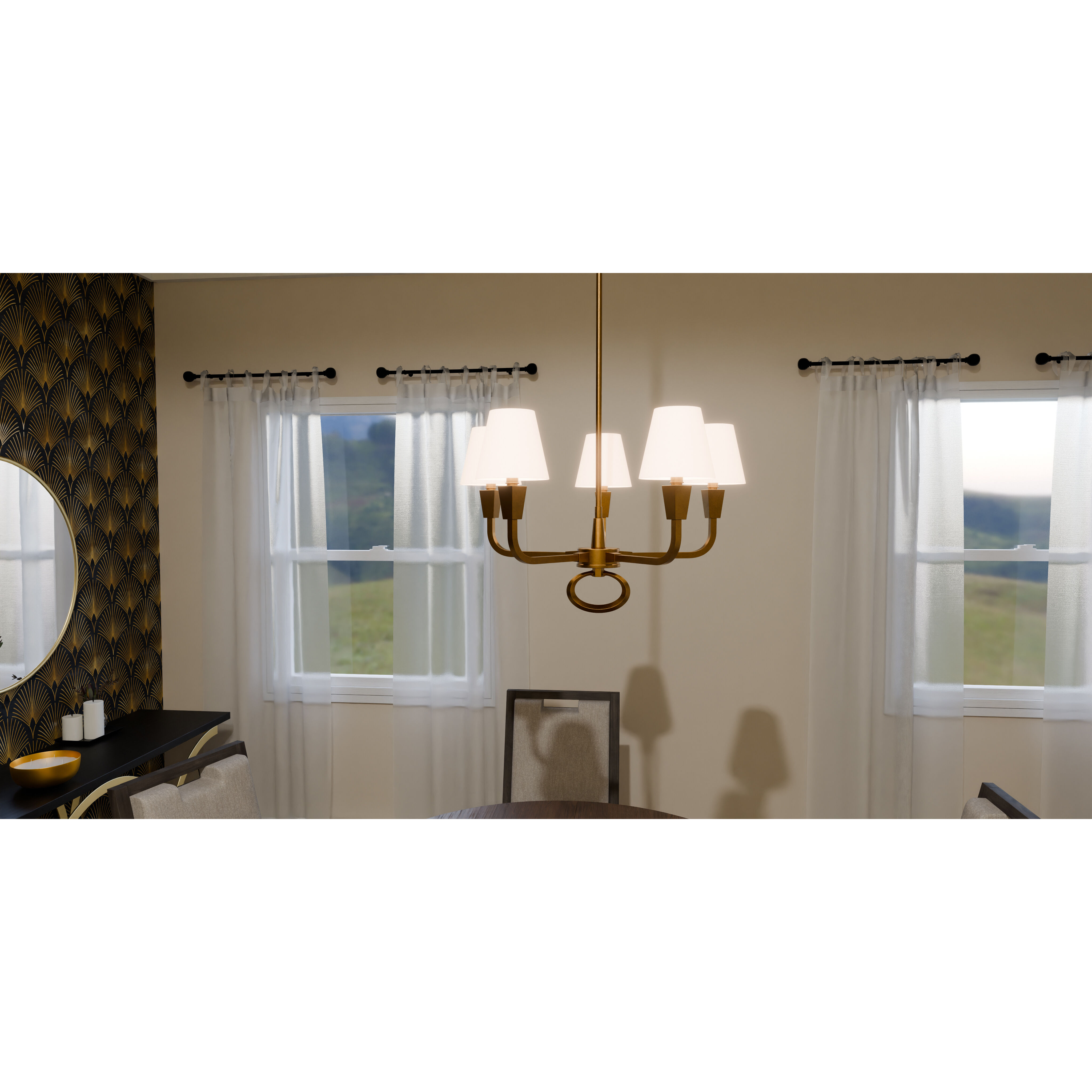 Mallory 5 Light 26 inch Weathered Brass Chandelier Ceiling Light