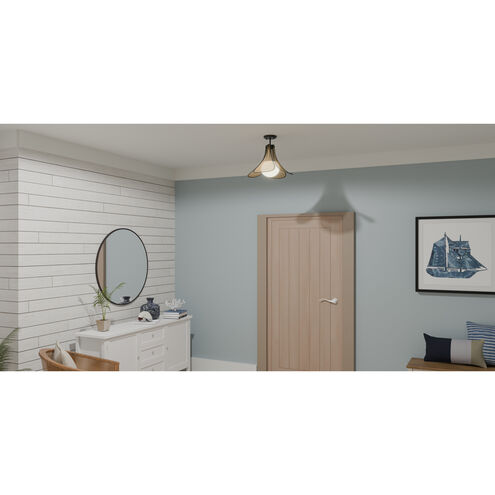 Delilah 1 Light 18 inch Matte Black Semi-Flush Mount Ceiling Light, Large