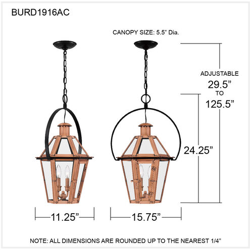 Burdett 2 Light 16 inch Aged Copper Pendant Ceiling Light