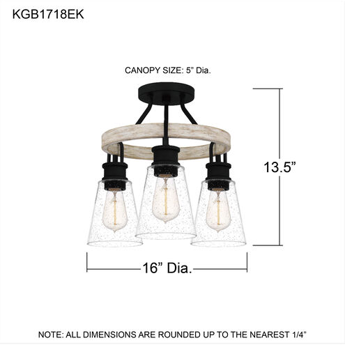 Kingsbridge 3 Light 16 inch Earth Black Semi-Flush Mount Ceiling Light