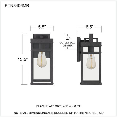 Keaton 1 Light 14 inch Mottled Black Outdoor Wall Lantern, Small