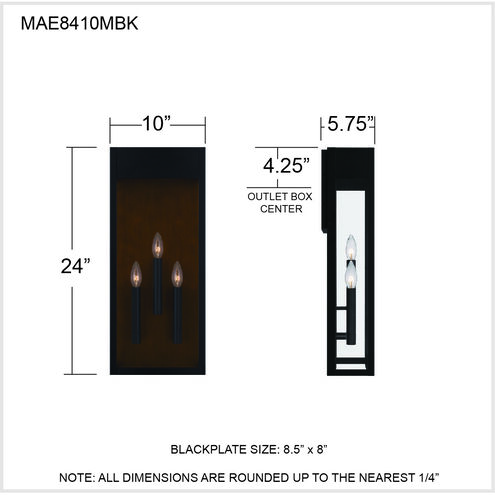 Maren 3 Light 24 inch Matte Black Outdoor Wall Lantern