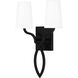Wood 2 Light 12 inch Matte Black Wall Sconce Wall Light