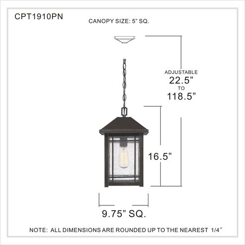 Cedar Point 1 Light 10 inch Palladian Bronze Outdoor Hanging Lantern