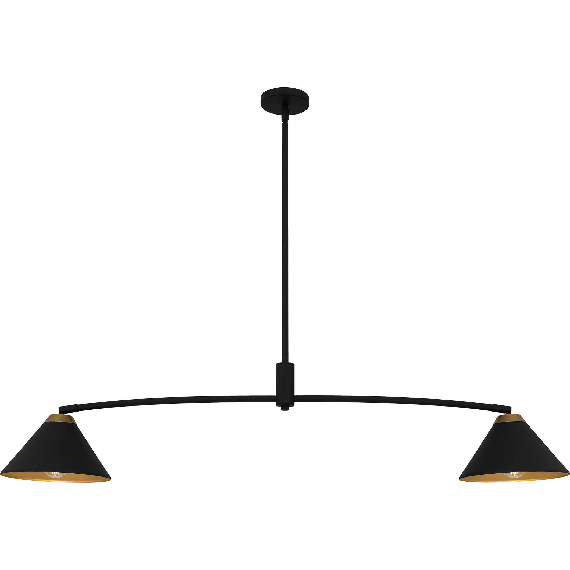 Alscott 2 Light 52 inch Matte Black Linear Chandelier Ceiling Light, Large