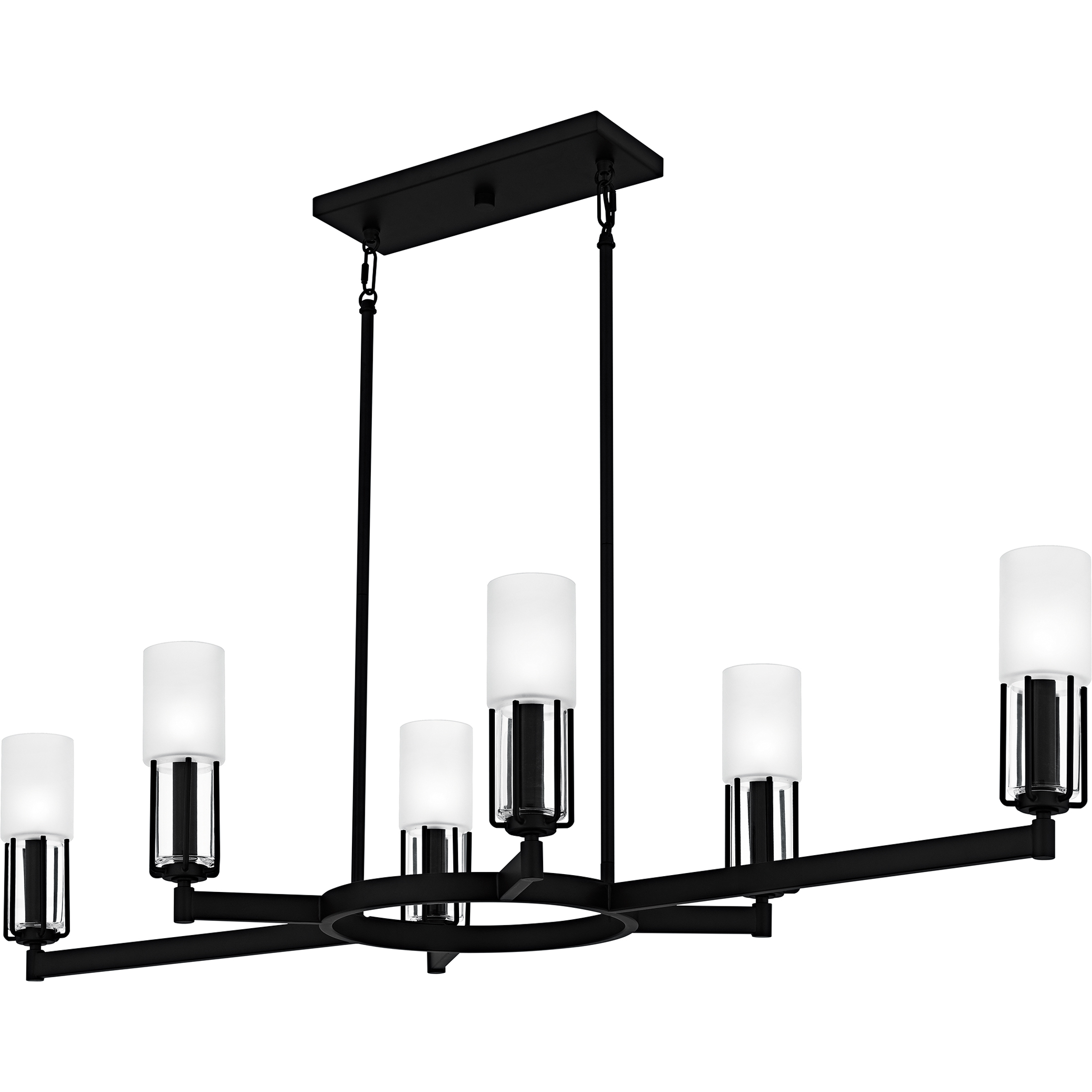 Quoizel Cruz 6 Light 48 inch Matte Black Linear Chandelier Ceiling Light, Large CRZ648MBK - Open Box