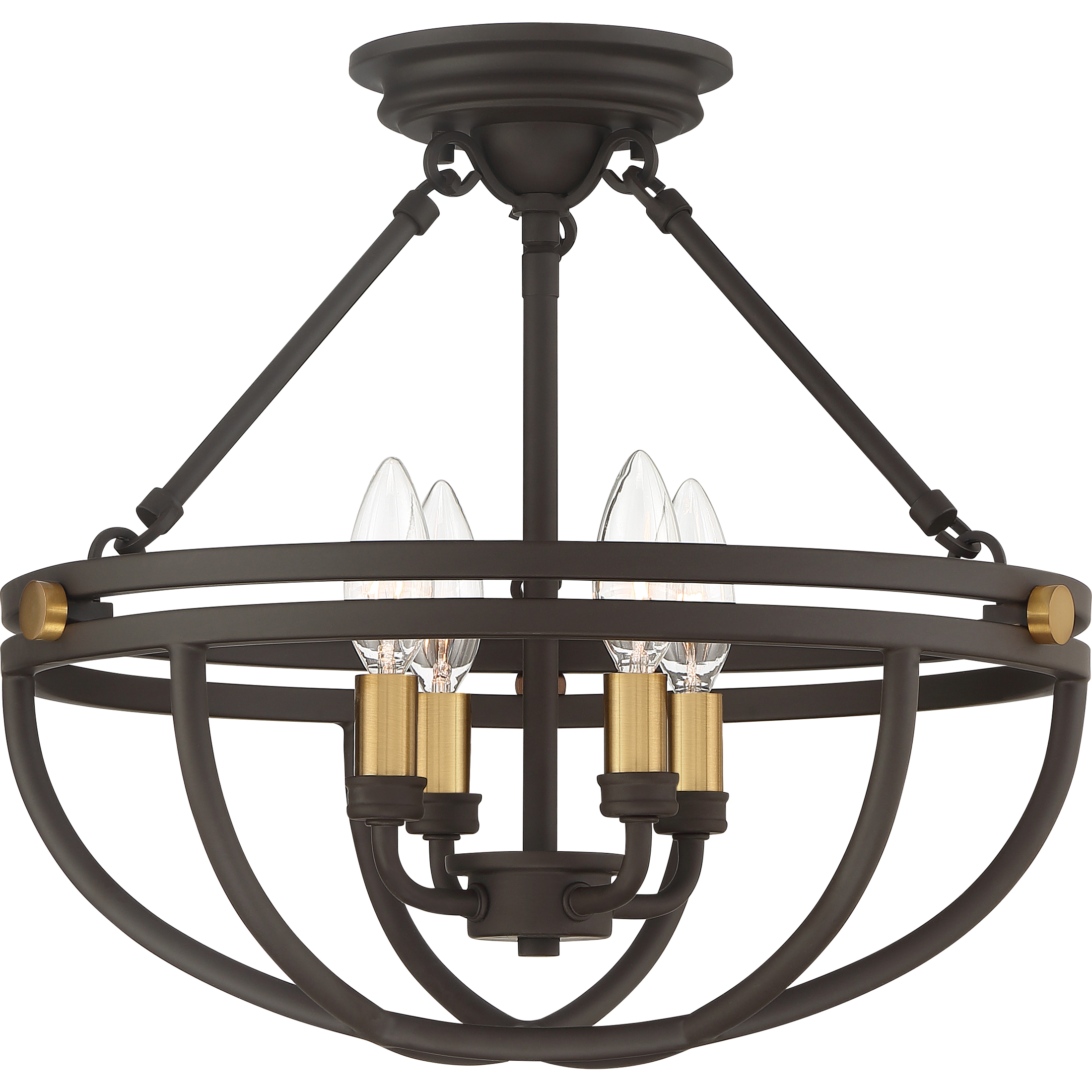 Sergeant 4 Light 16 inch Western Bronze Semi-Flush Mount Ceiling Light