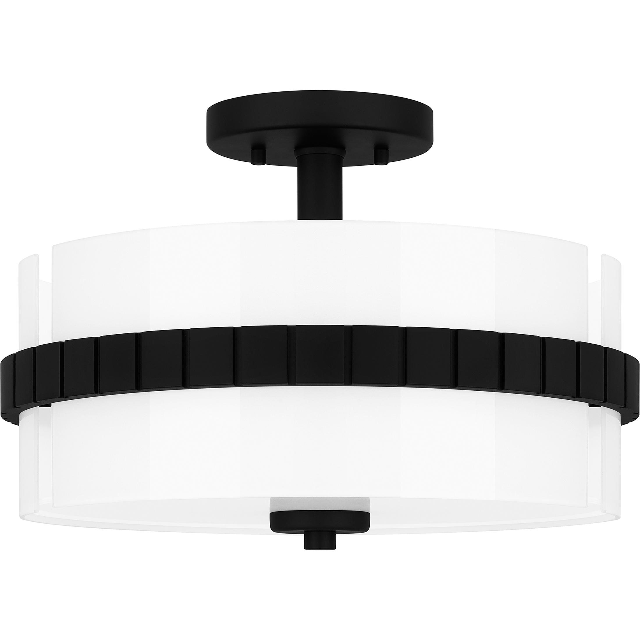 Baud 2 Light 14 inch Matte Black Semi-Flush Mount Ceiling Light