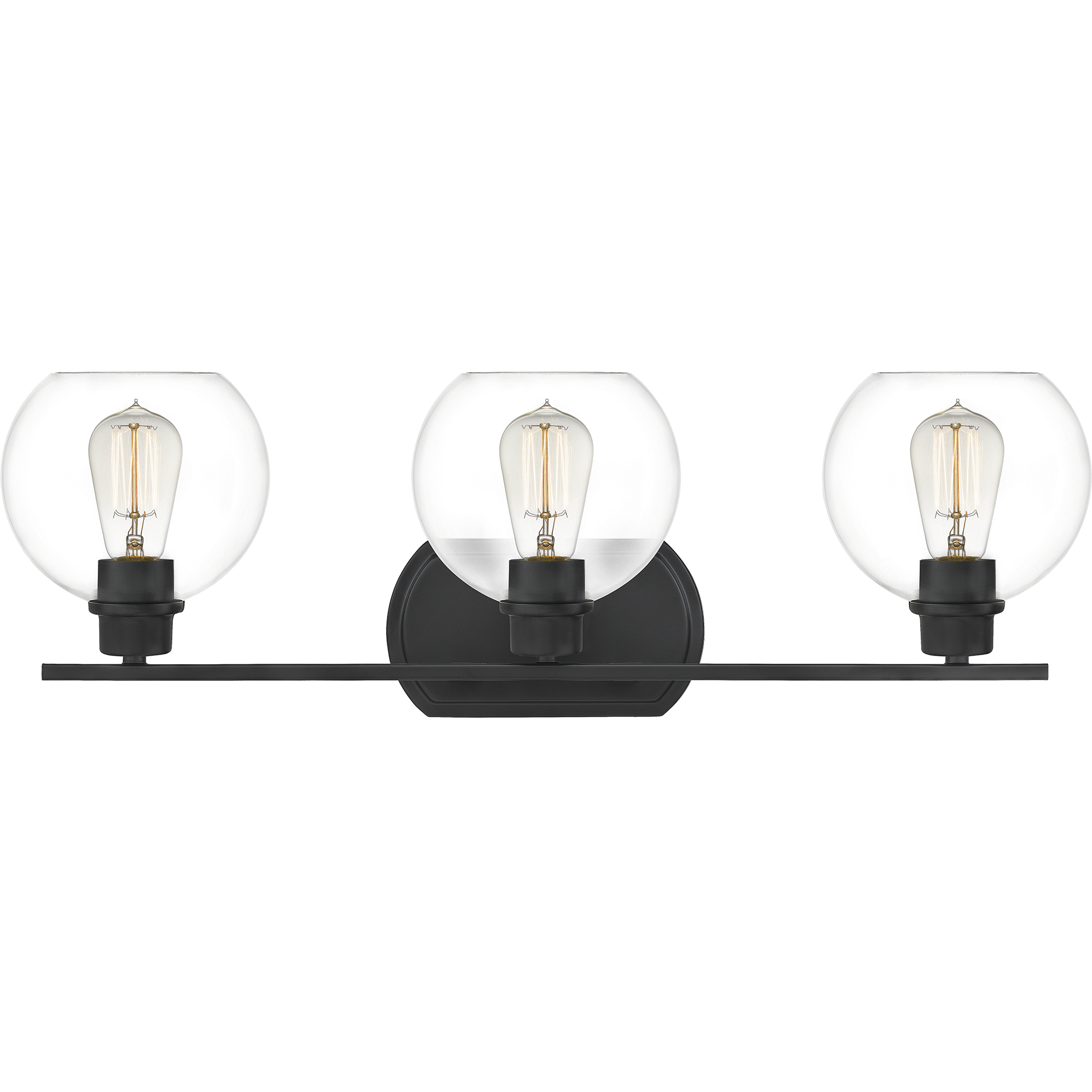 Pruitt 3 Light 26.25 inch Matte Black Bath Light Wall Light