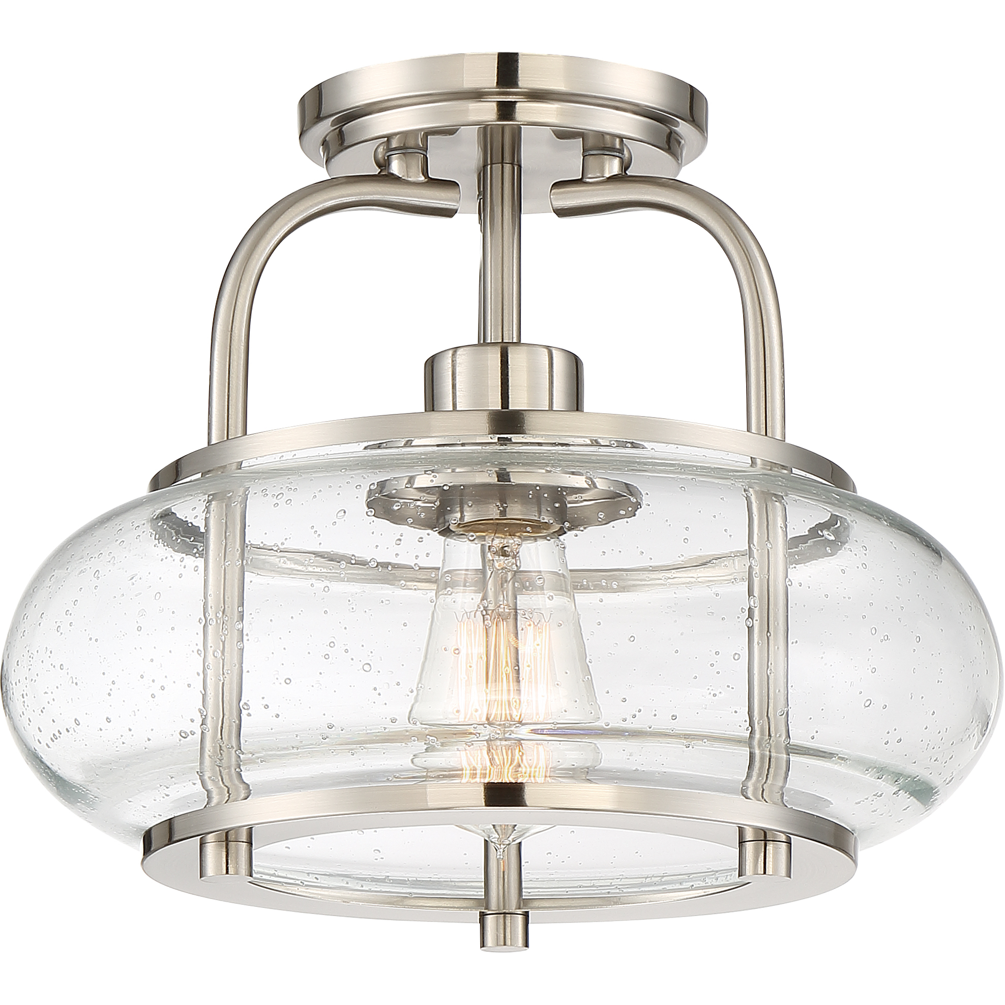 Trilogy 1 Light 12 inch Brushed Nickel Semi-Flush Mount Ceiling Light