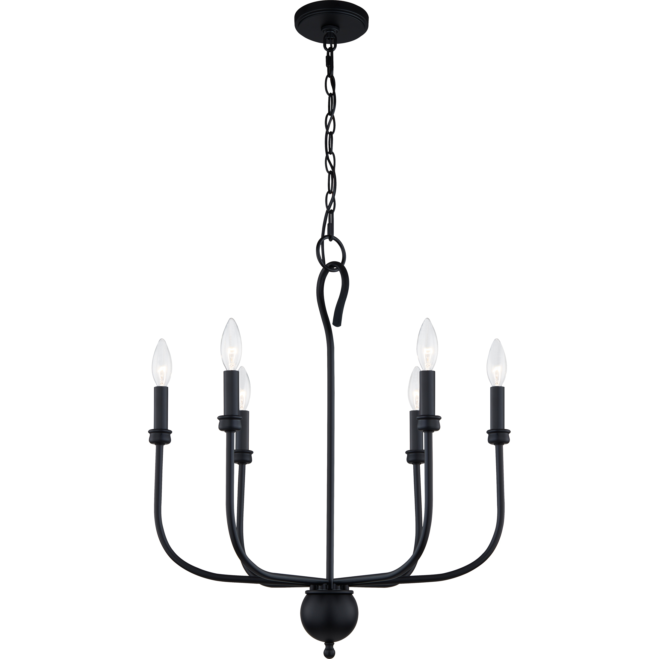 Blanche 6 Light 22 inch Matte Black Chandelier Ceiling Light