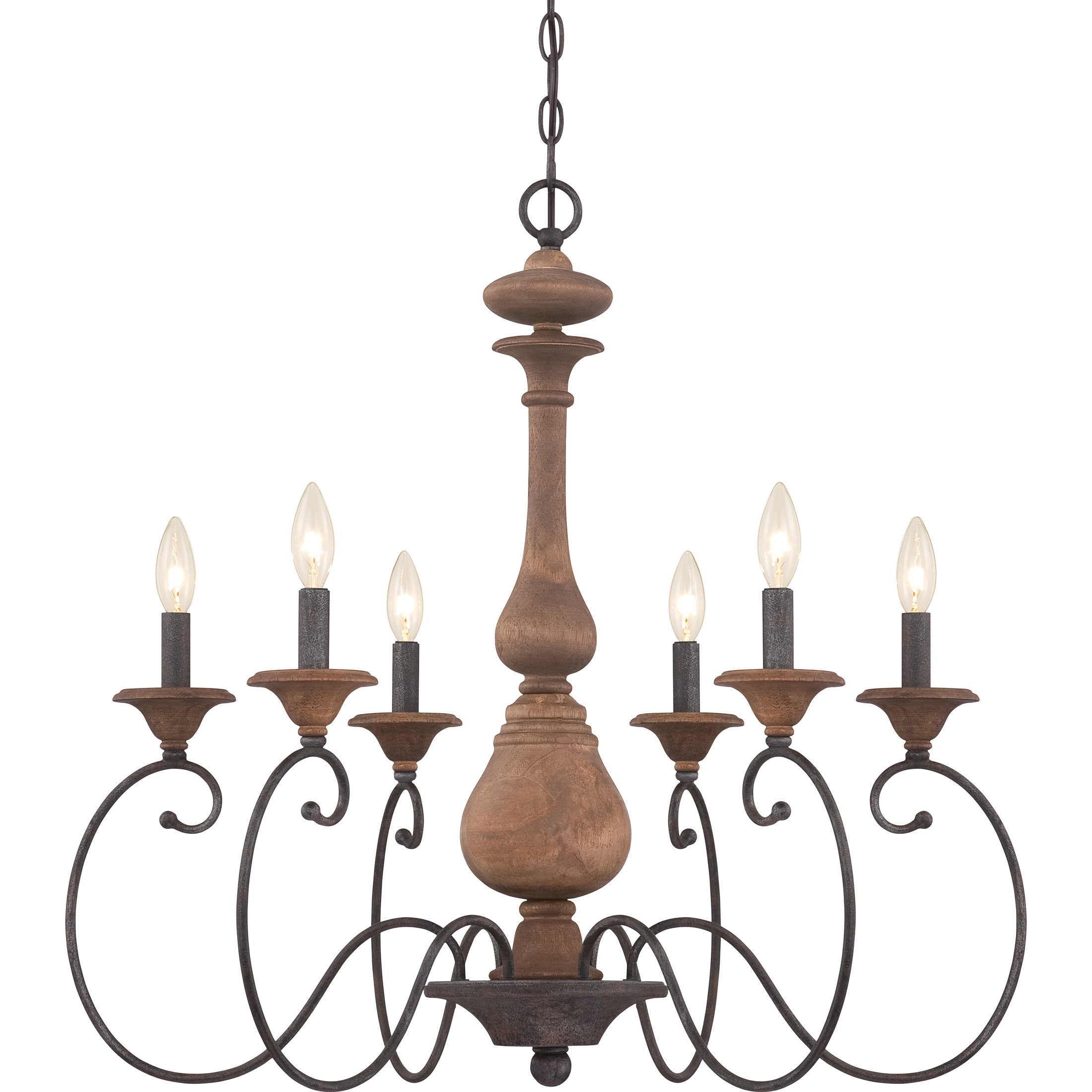 Auburn 6 Light 28 inch Rustic Black Chandelier Ceiling Light