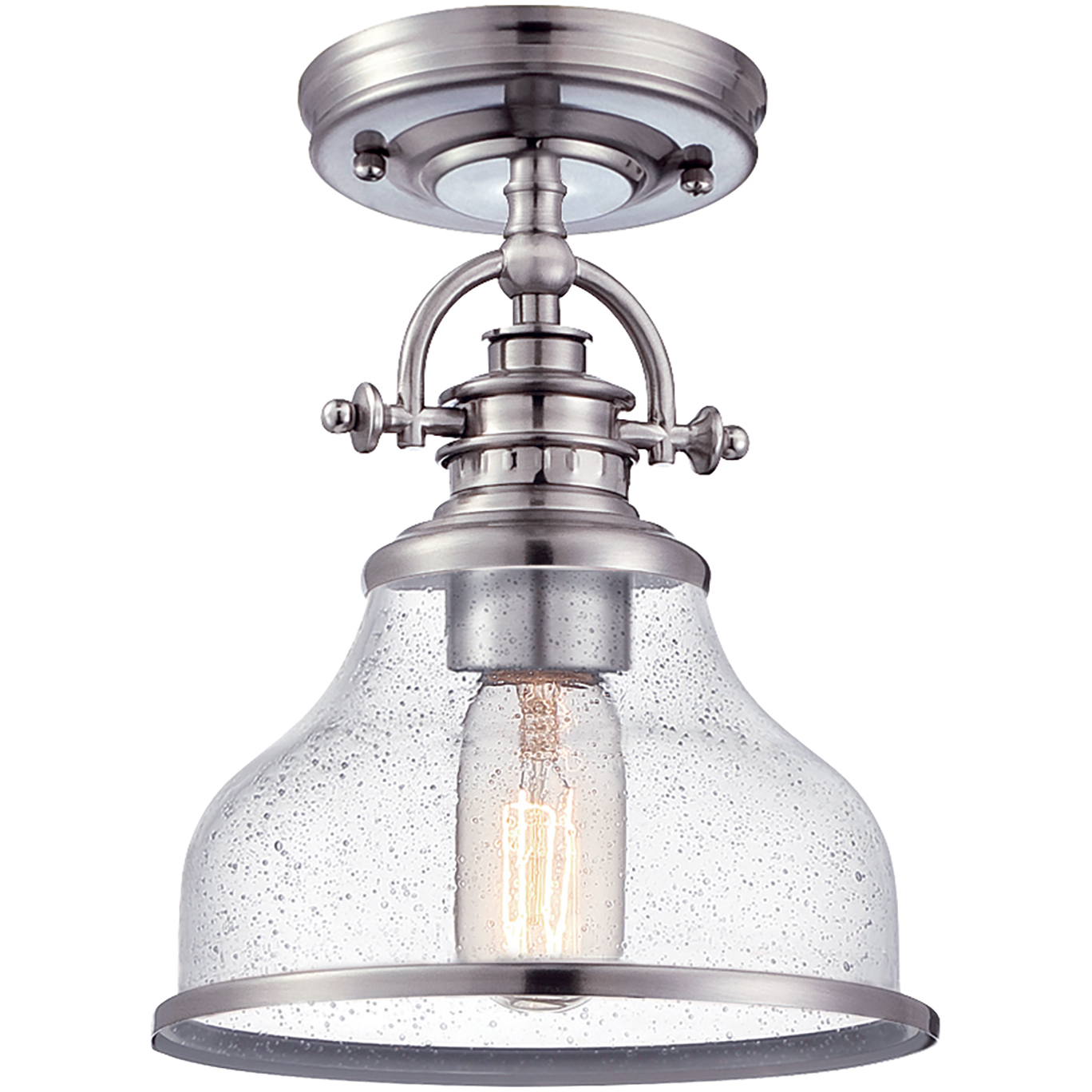 Grant 1 Light 8 inch Brushed Nickel Semi-Flush Mount Ceiling Light