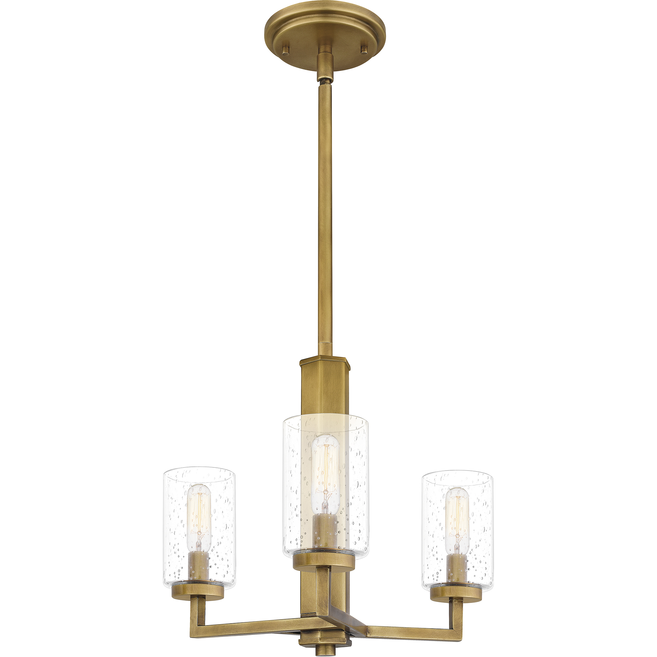 Sunburst 3 Light 15 inch Weathered Brass Pendant Ceiling Light