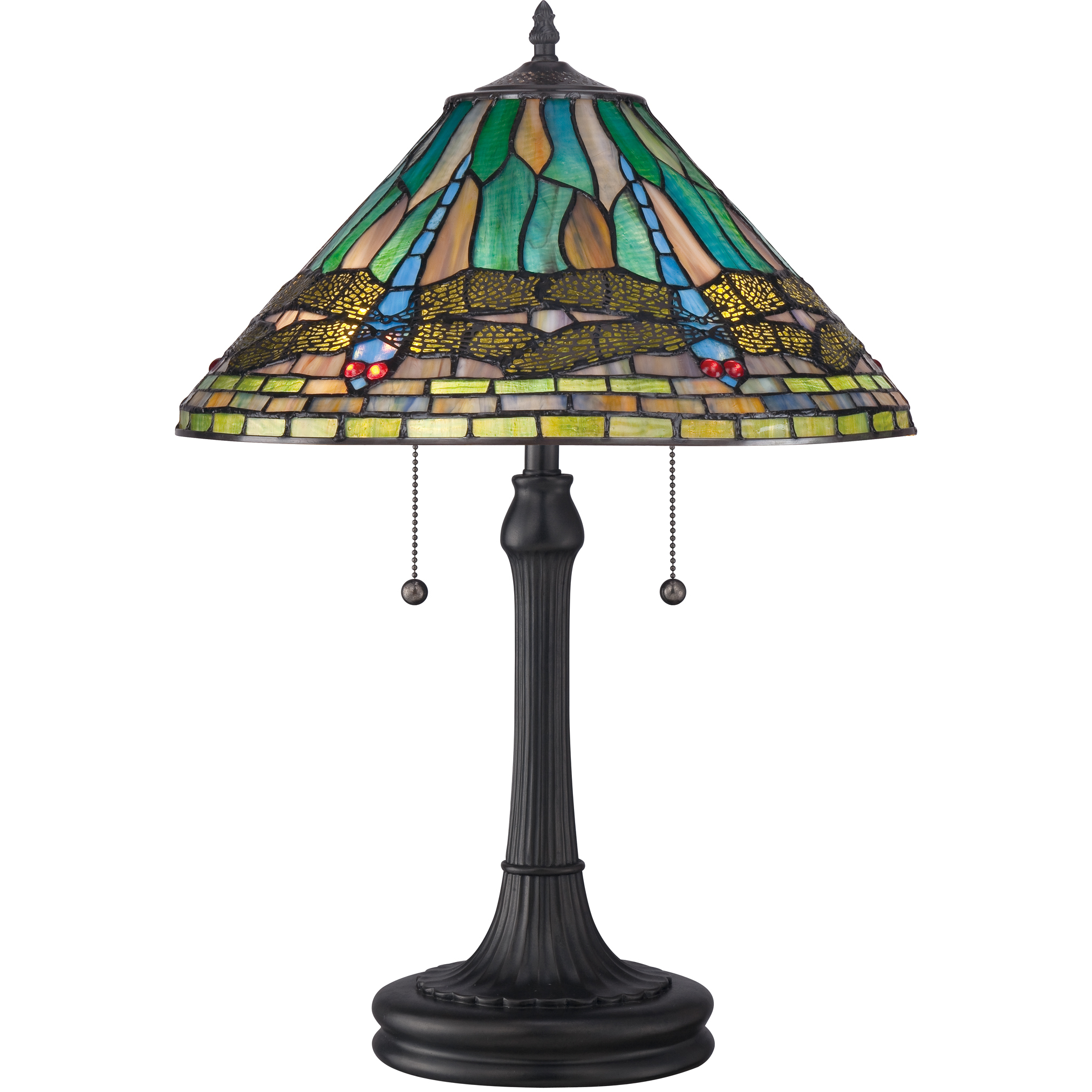 Tiffany 24 inch 75 watt Vintage Bronze Table Lamp Portable Light, Naturals