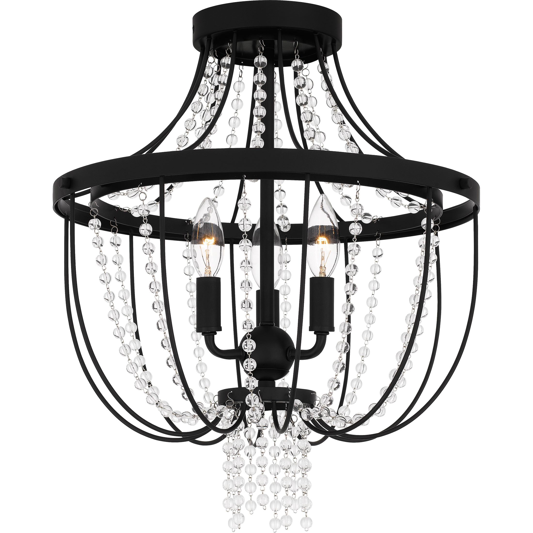 Adelaide 3 Light 16 inch Matte Black Semi-Flush Mount Ceiling Light