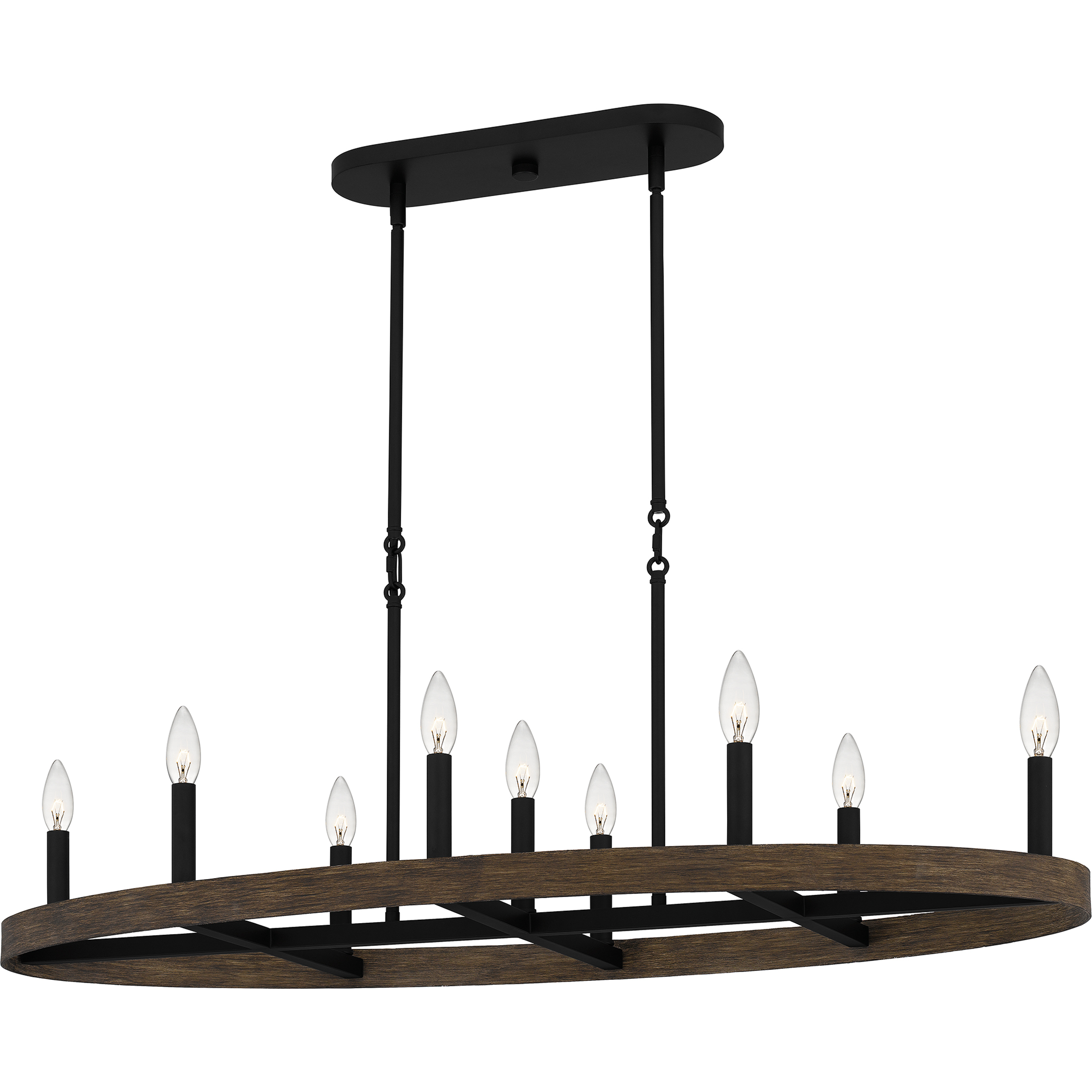hina　BK Hendrix 9 Light 42 inch Matte Black Island Light Ceiling Light