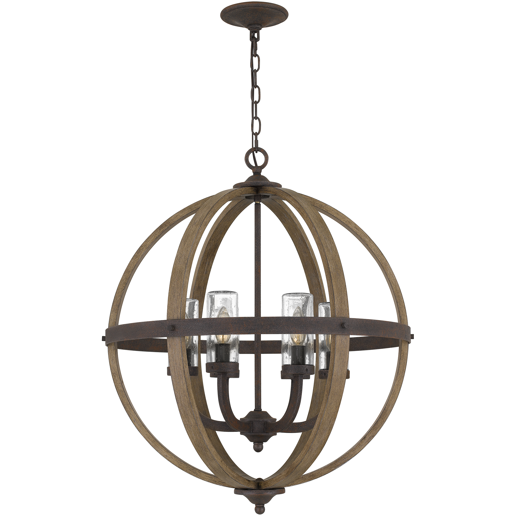 Fusion 6 Light 24.75 inch Rustic Black Pendant Ceiling Light
