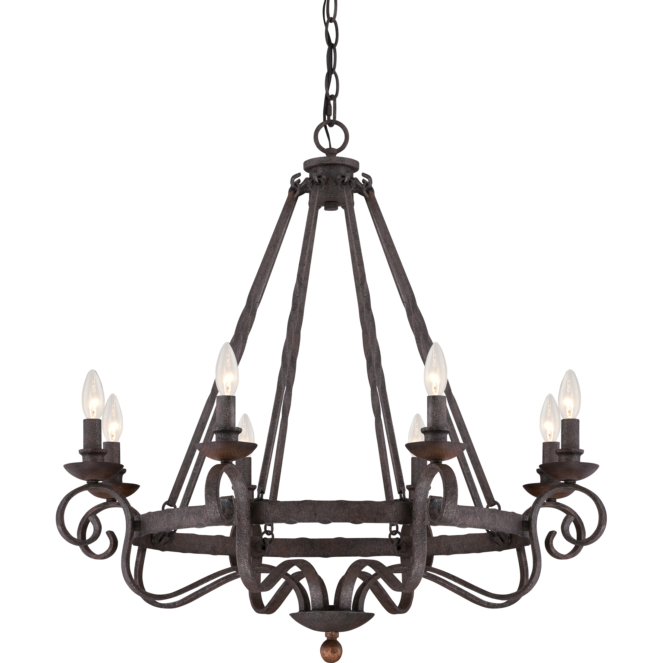 Noble 8 Light 32 inch Rustic Black Chandelier Ceiling Light