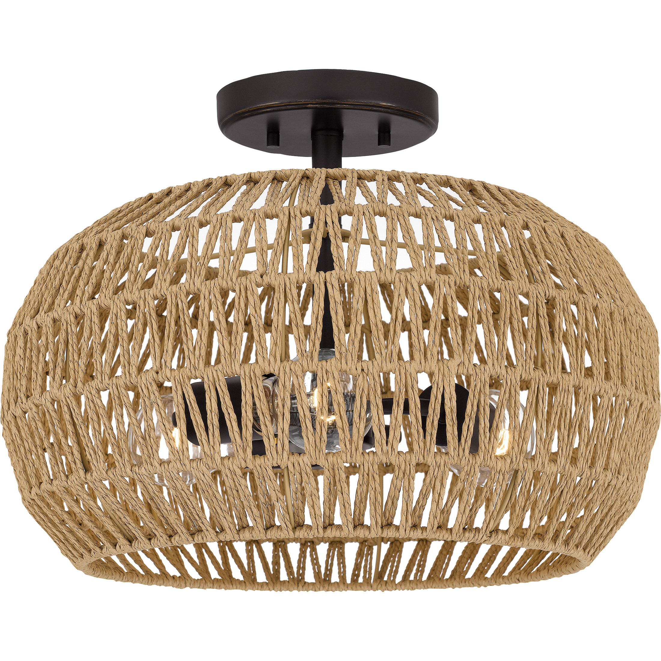 Casablanca 3 Light 16 inch Palladian Bronze Semi-Flush Mount Ceiling Light