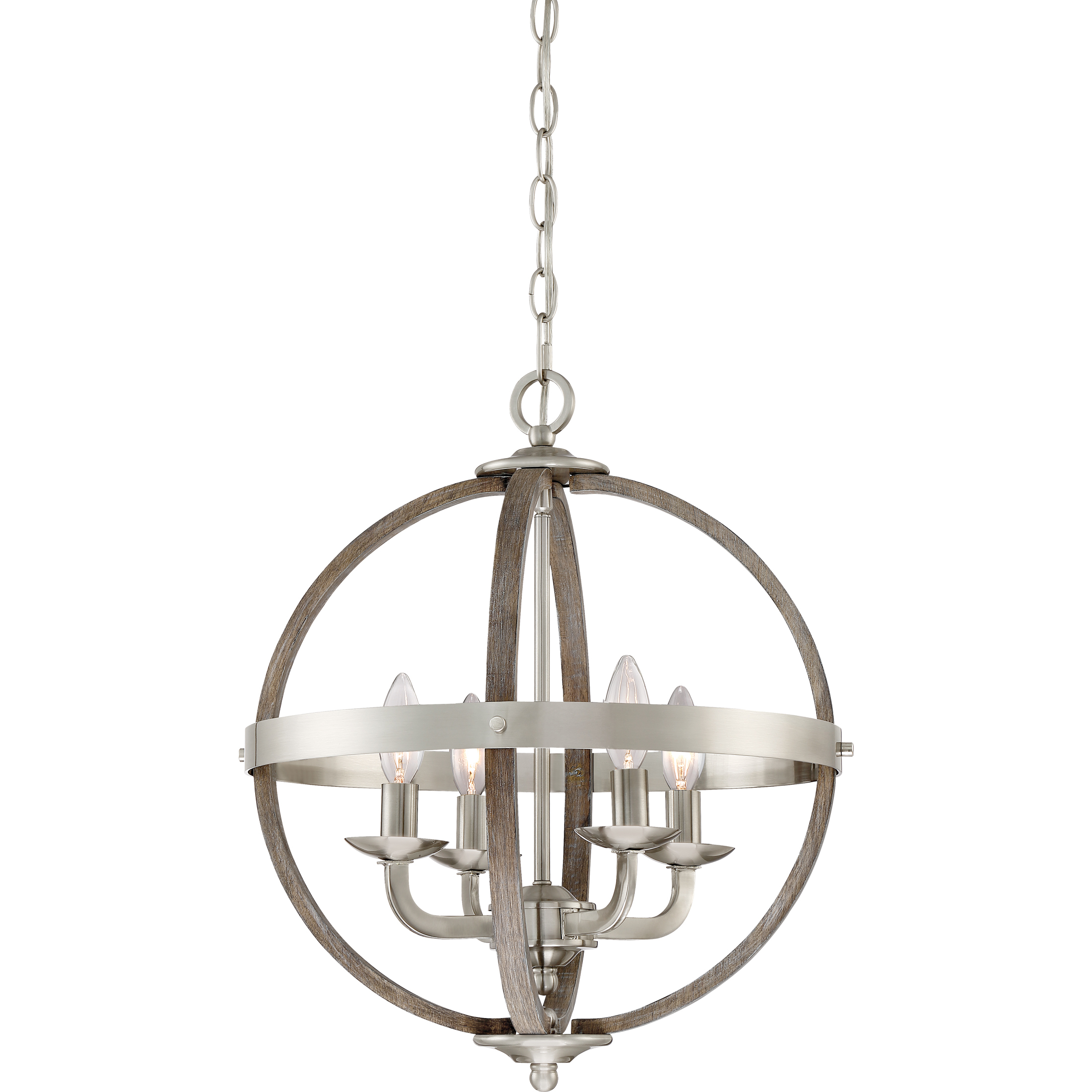 Fusion 4 Light 17 inch Brushed Nickel Foyer Piece Ceiling Light, Naturals