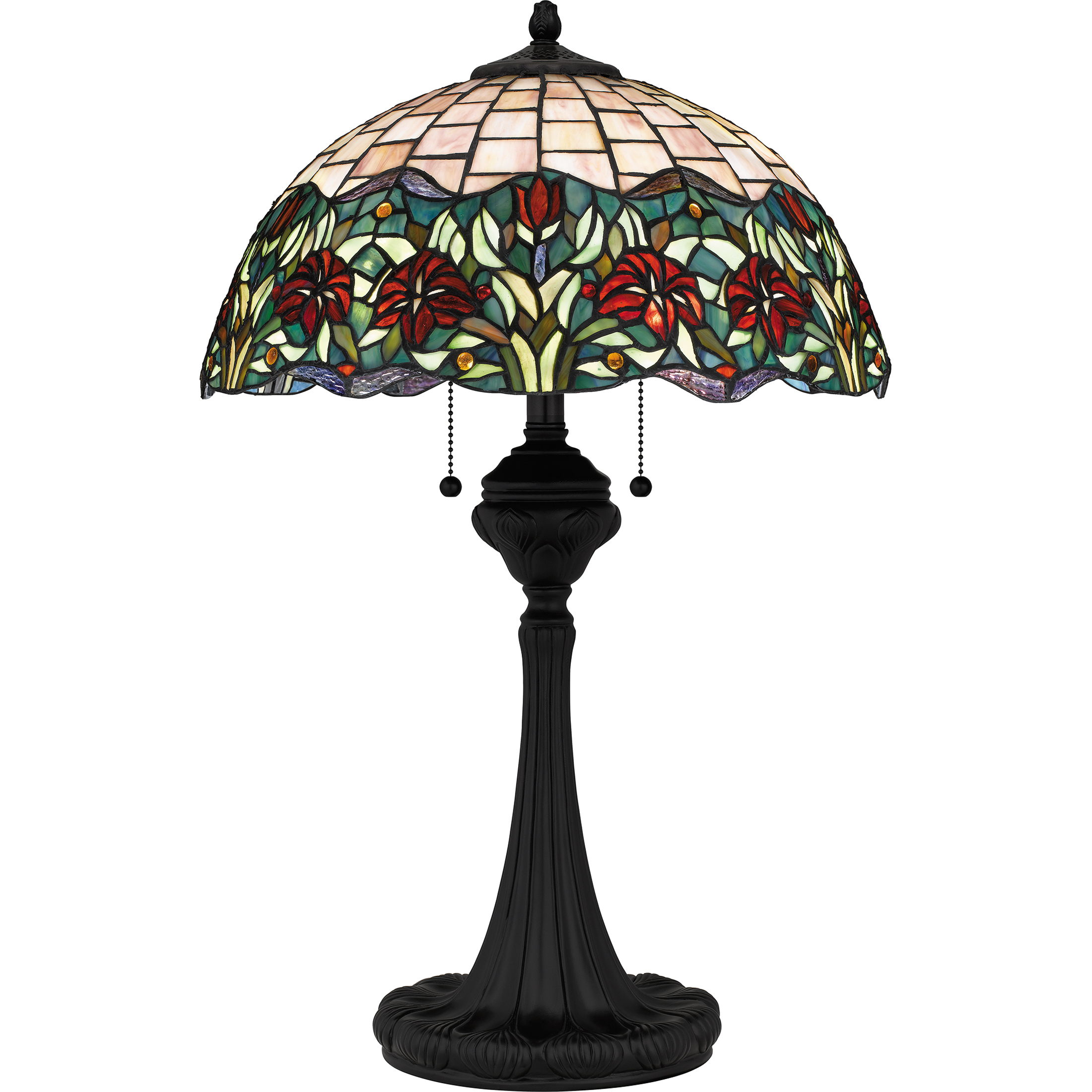 Venice 27.5 inch 100.00 watt Matte Black Table Lamp Portable Light, Tiffany