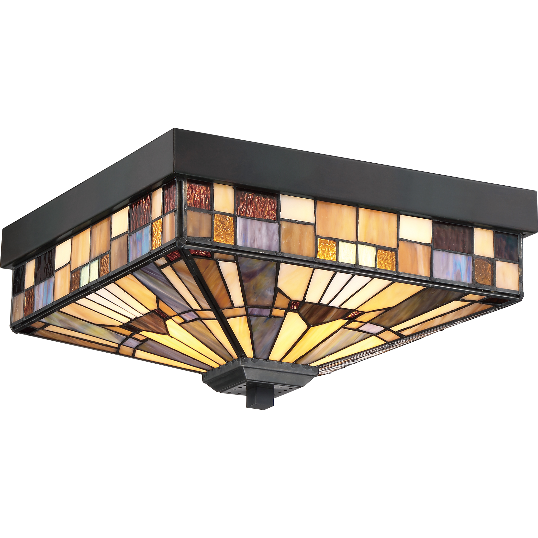 Inglenook 3 Light 14 inch Valiant Bronze Flush Mount Ceiling Light, Naturals