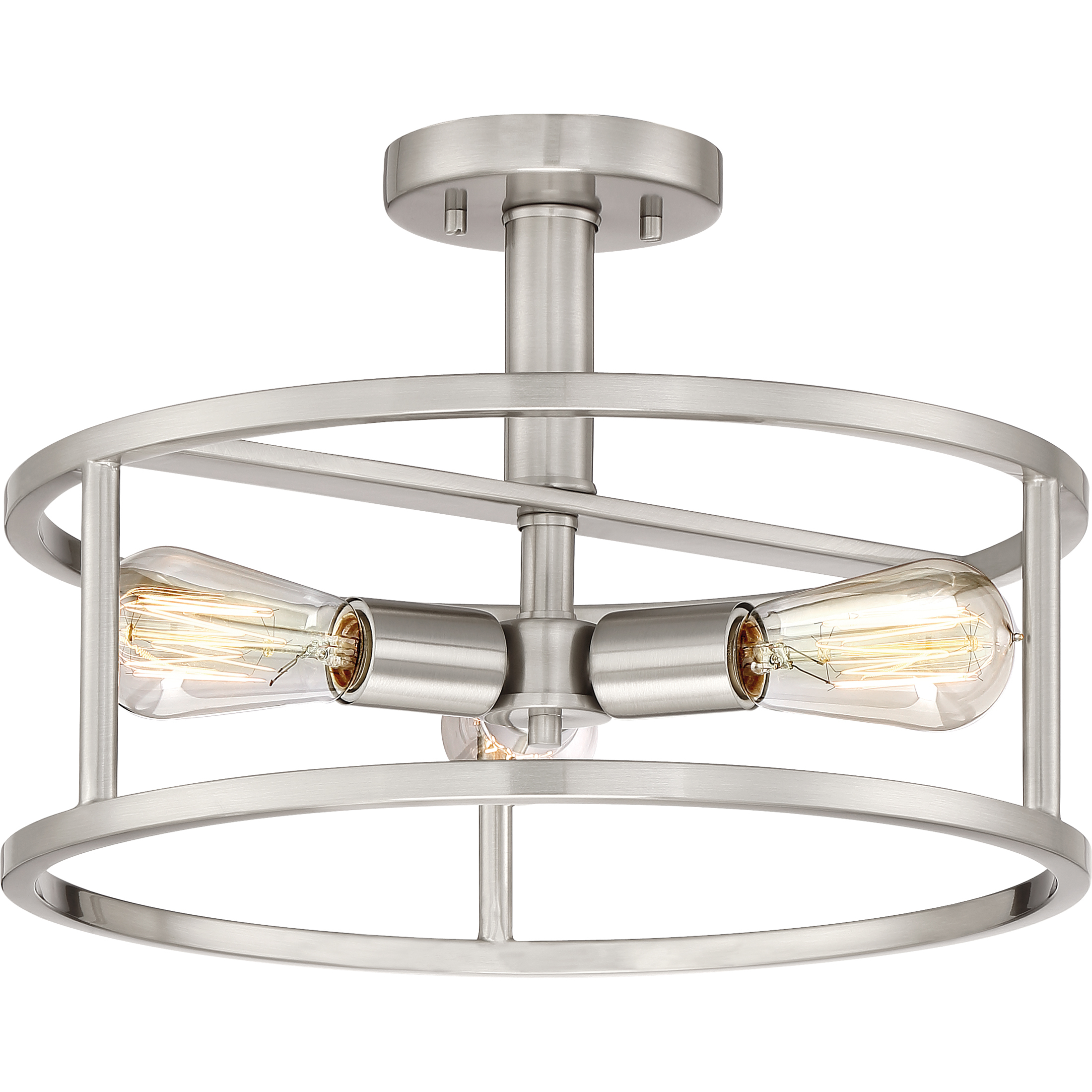 New Harbor 3 Light 15 inch Brushed Nickel Semi-Flush Mount Ceiling Light